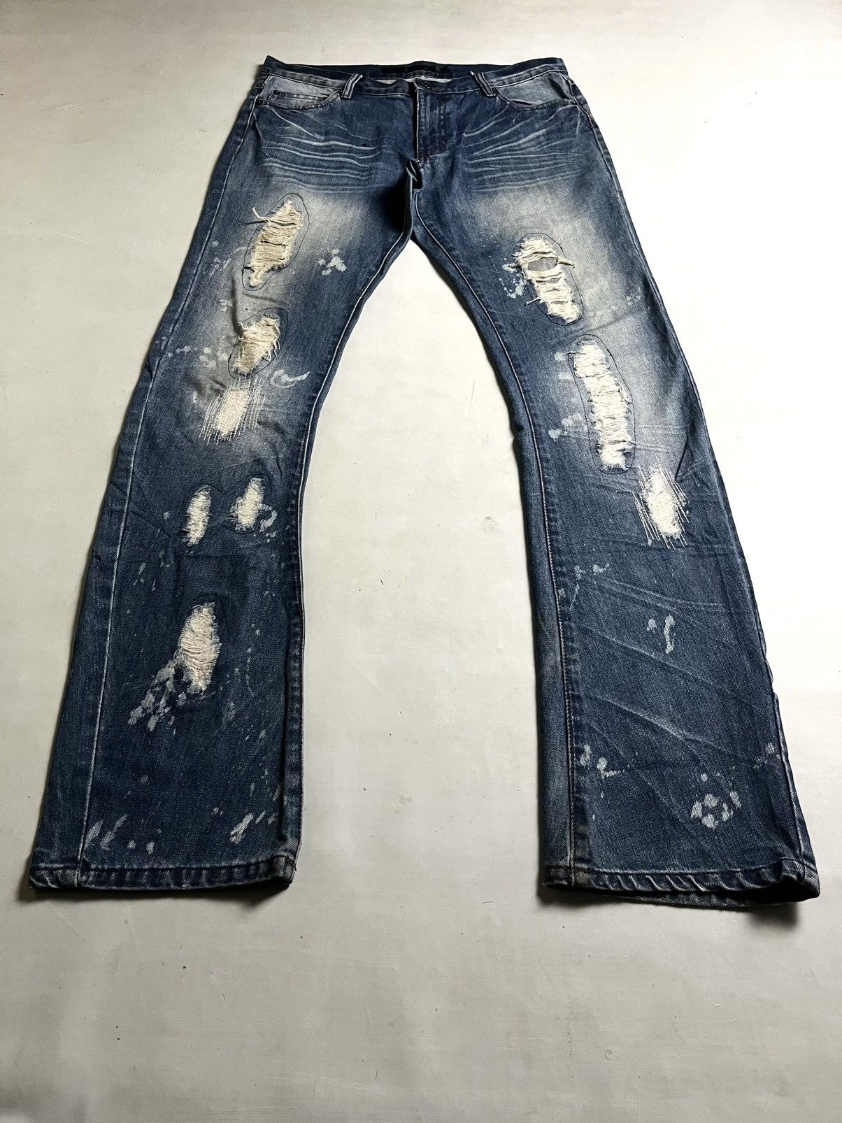 Tornado Mart 🌴BIDDING OFFER🌴00s Schlussel Distrress Sashiko denim Size US 33 - 2 Thumbnail