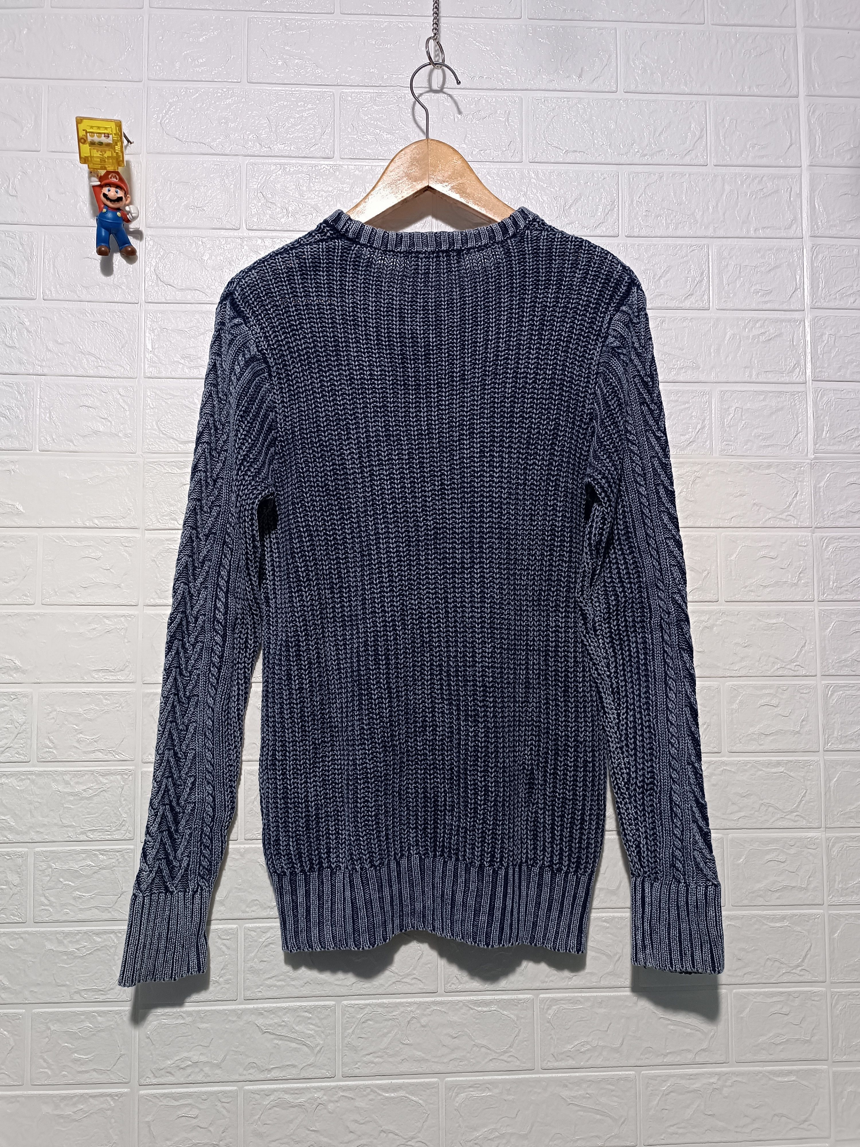 Japanese Brand Indigo Sulfur Dyed Cable Knit Sweater Size US M / EU 48-50 / 2 - 5 Thumbnail
