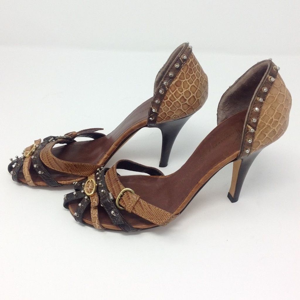 Giuseppe Zanotti Giuseppe Zanotti Y2K Studded Brown Leather Caged Heels 35.5 Size US 4.5 / IT 34.5 - 10 Thumbnail