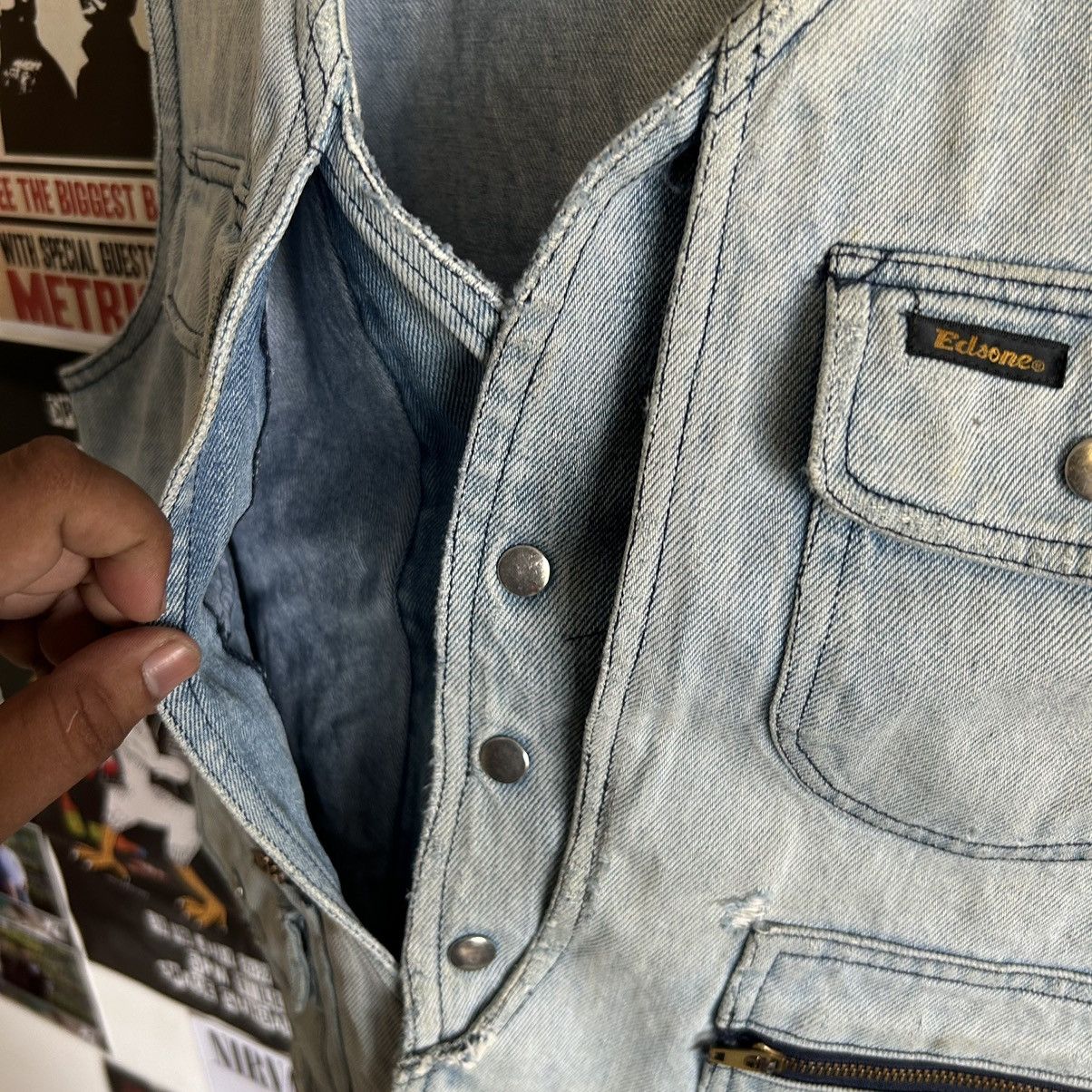 Vintage Vintage Edsone Distressed Denim Vest Size US M / EU 48-50 / 2 - 5 Thumbnail