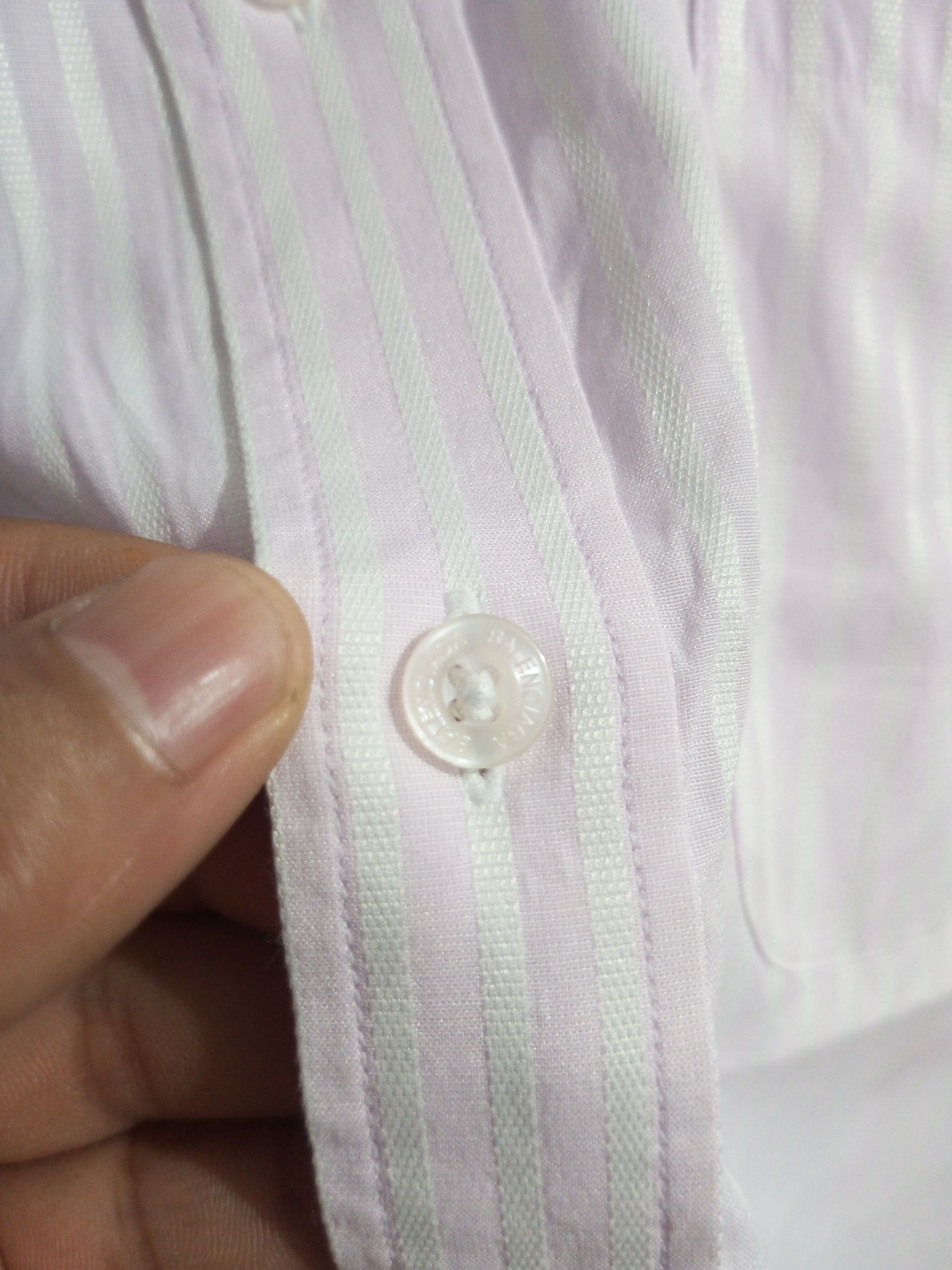 Balenciaga × Vintage Vintage Balenciaga BB pocket stripe baby pink button up Size US M / EU 48-50 / 2 - 6 Thumbnail