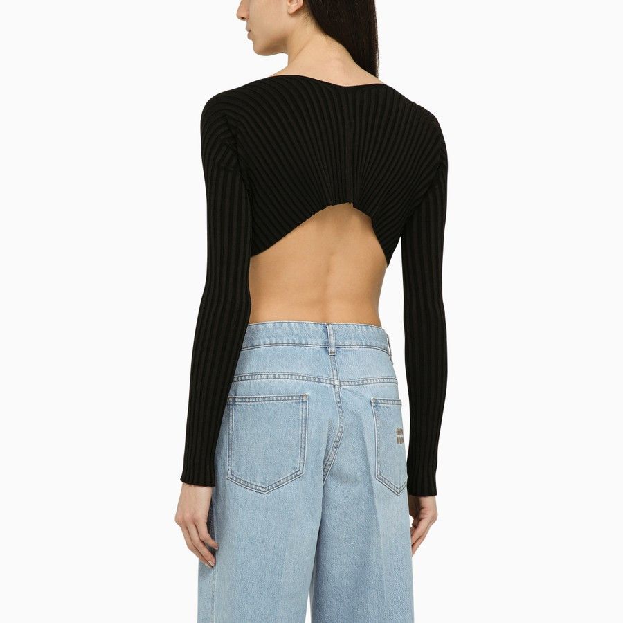 Jacquemus o1d2blof0824 La Maille Pralu Cropped Cardigan in Black Size XS / US 0-2 / IT 36-38 - 3 Thumbnail