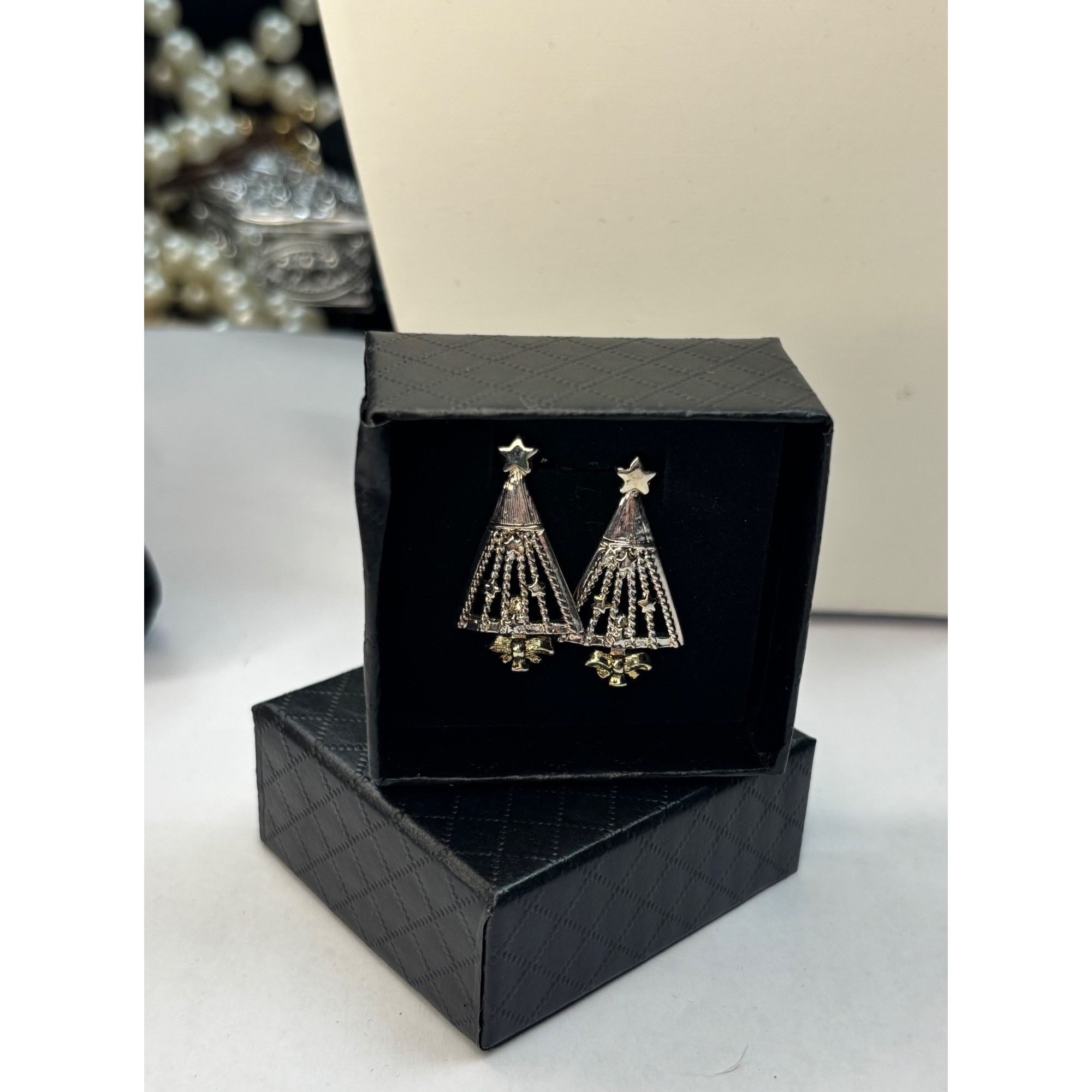 Other Silver & gold toned Christmas Tree Dangle Earrings With Star Size ONE SIZE - 1 Thumbnail