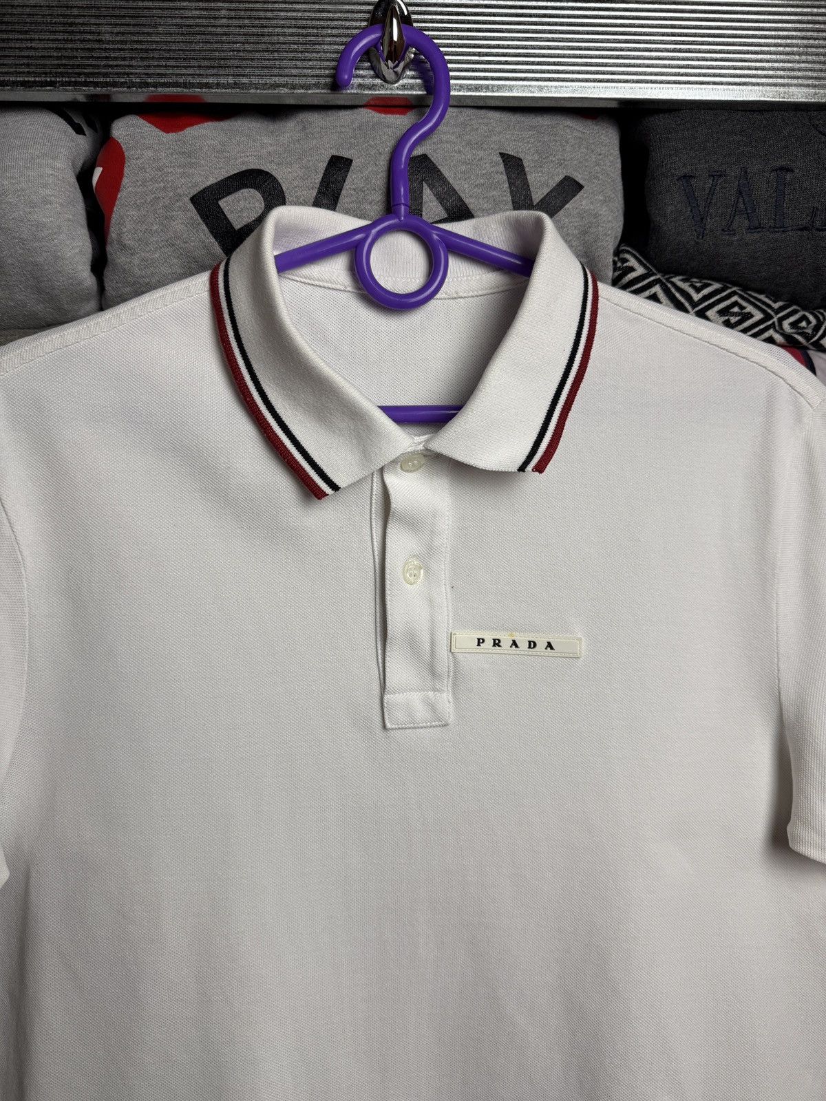 Prada Prada White Tab Polo T Shirt Luxury Size US M / EU 48-50 / 2 - 3 Thumbnail