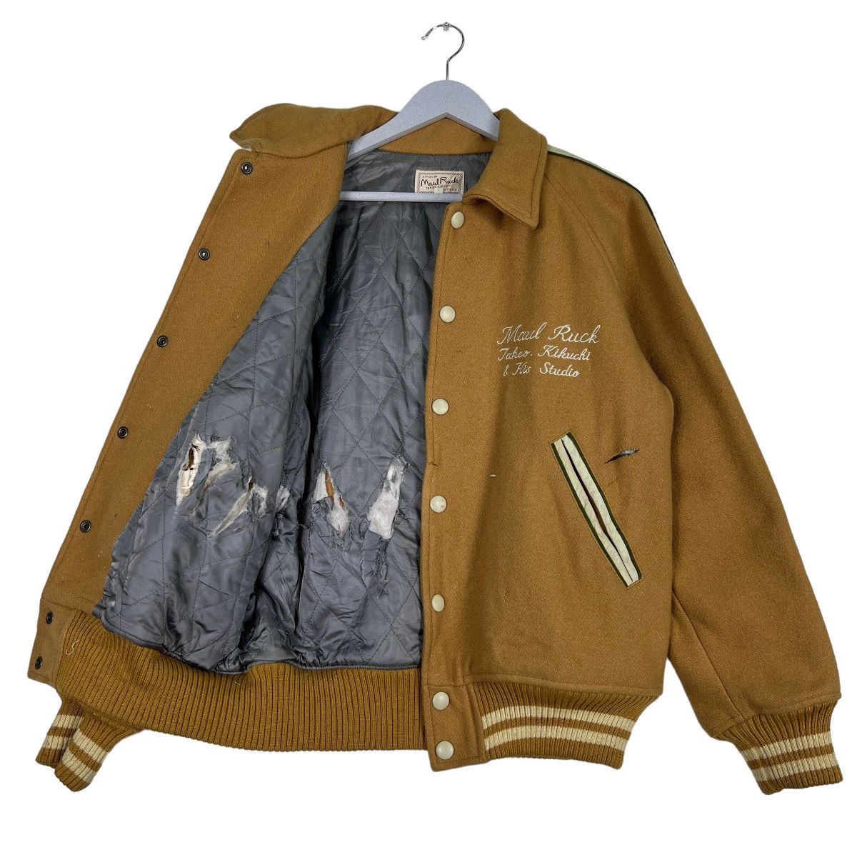 Takeo Kikuchi 🔥 MAUL RUCK TAKEO KIKUCHI WOOL VARSITY BOMBER JACKET Size US L / EU 52-54 / 3 - 12 Thumbnail