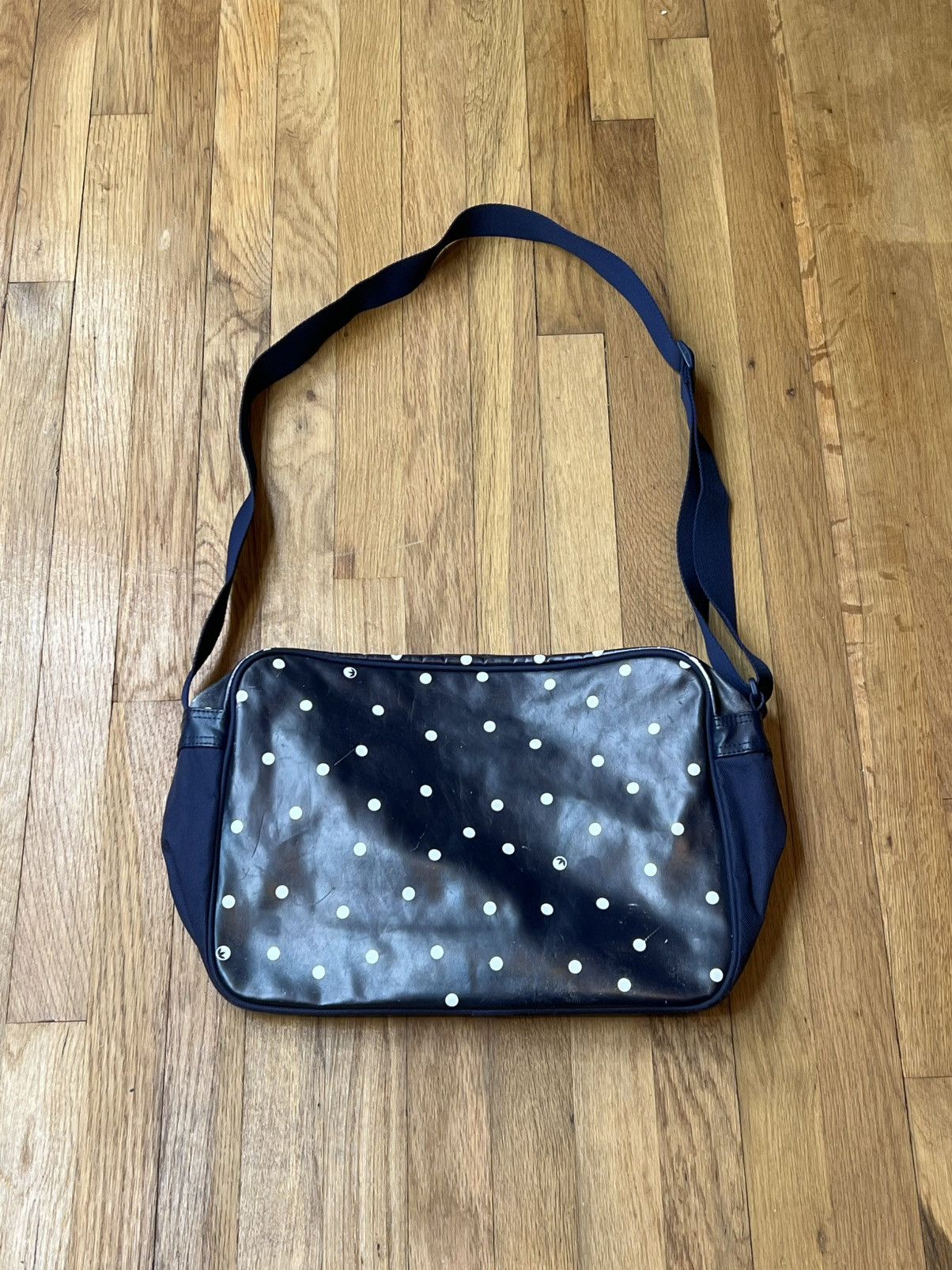 Adidas Adidas Navy Blue Yellow Polka Dot Sample Messenger Bag Size ONE SIZE - 2 Thumbnail