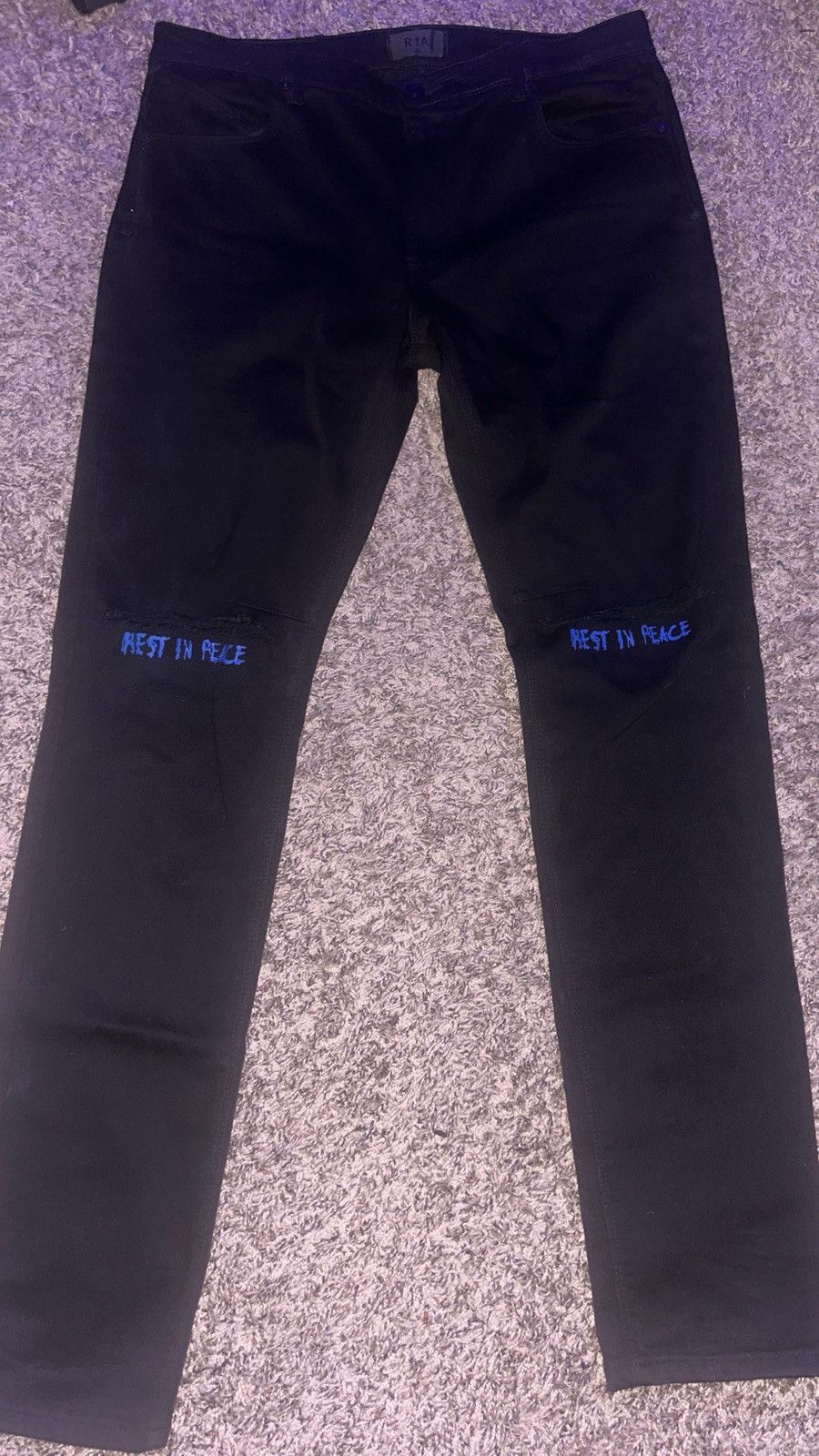 Rta Bryant Skinny Jean | Black Blue Rest In Peace Size US 33 - 1 Thumbnail