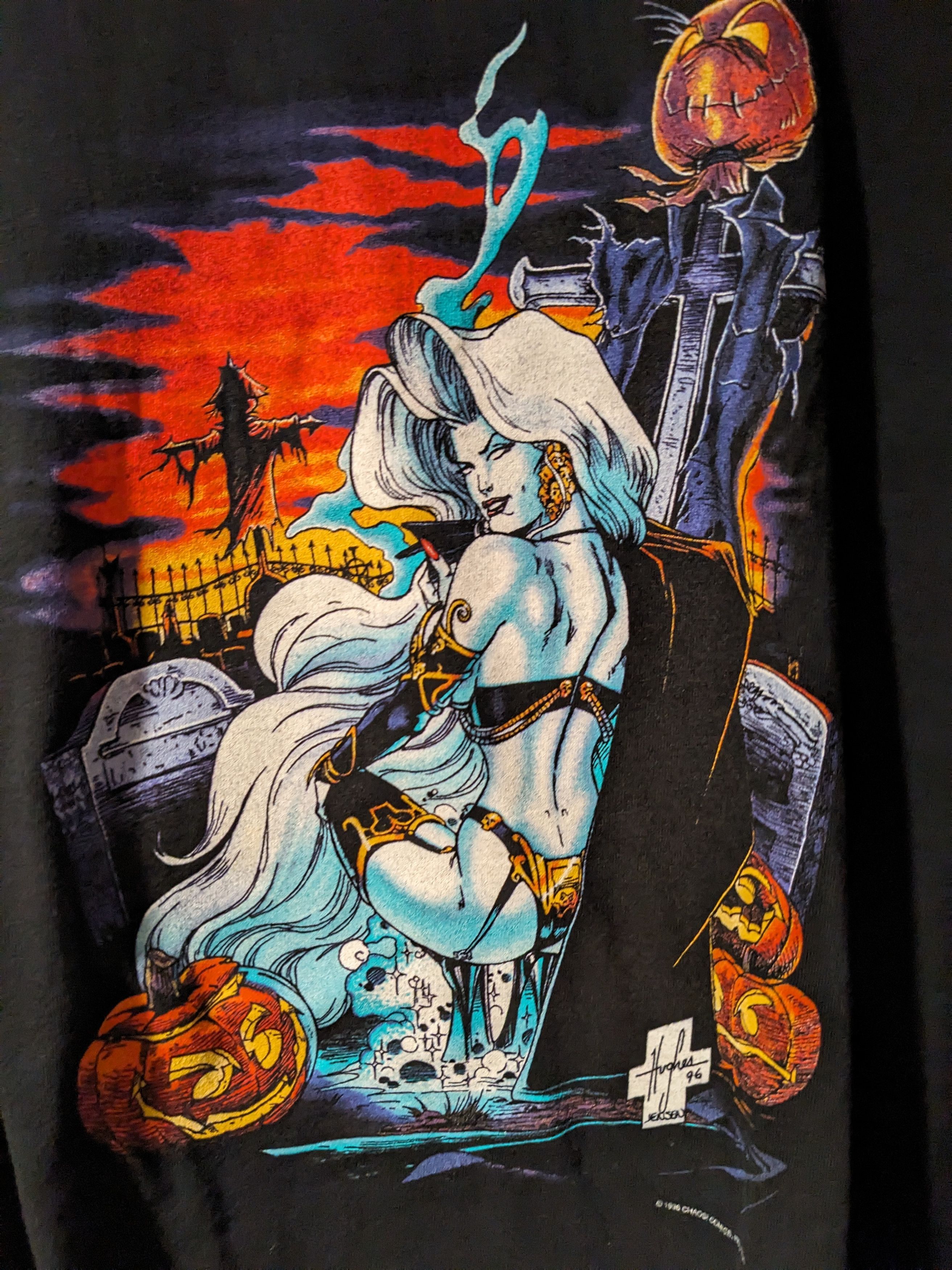 DC Comics × Marvel Comics × Vintage Vintage 1996 Lady Death Grave Chaos Long-Sleeve T-Shirt Size US XXL / EU 58 / 5 - 2 Thumbnail