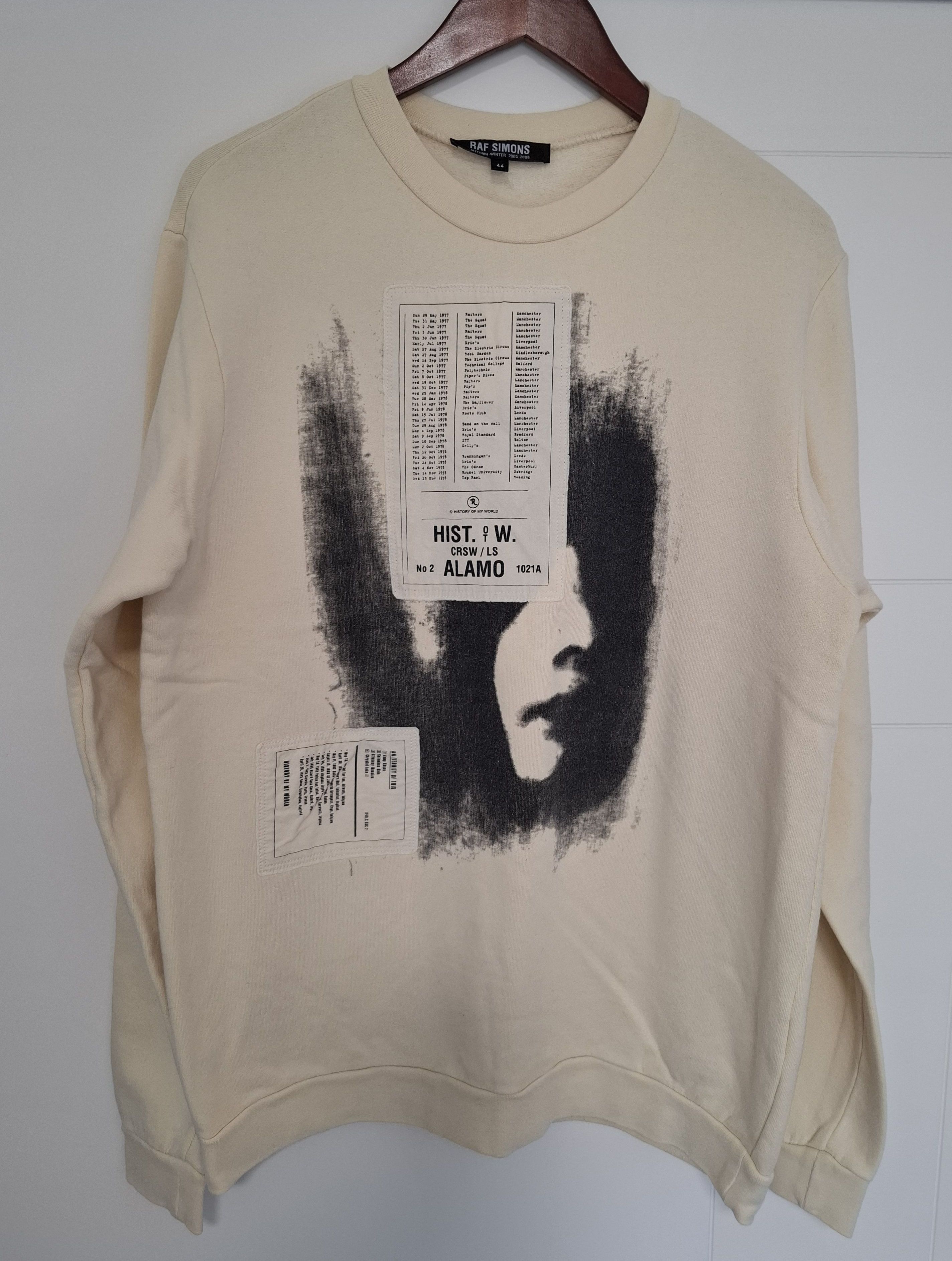 image of Raf Simons Aw05 'history Of My World' Alamo Sweatshirt in Cream, Men's (Size Medium)