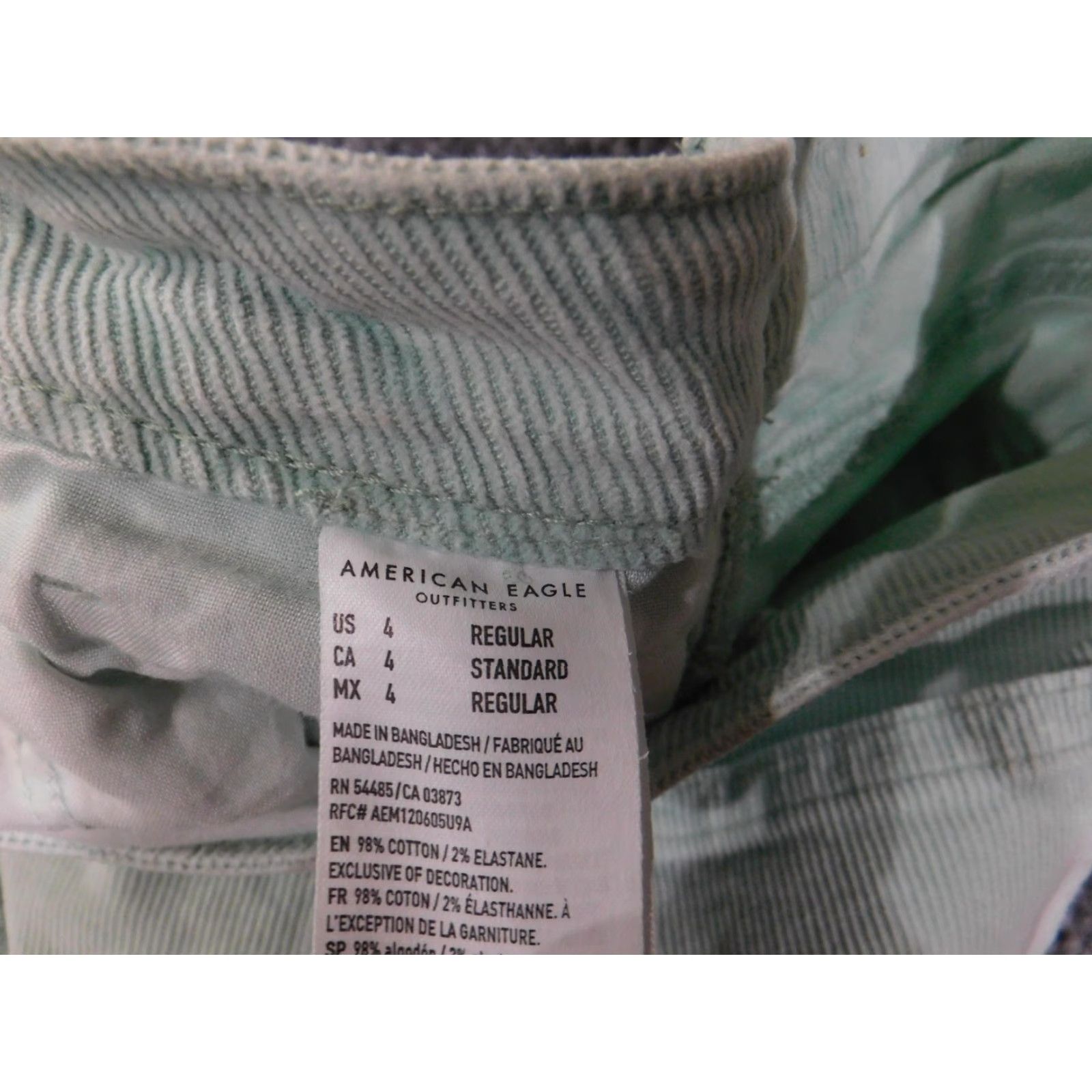 Vintage American Eagle Jeans Womens 4 Green Corduroy Straight Stretch Pants 30x30 Size 27" / US 4 / IT 40 - 6 Thumbnail