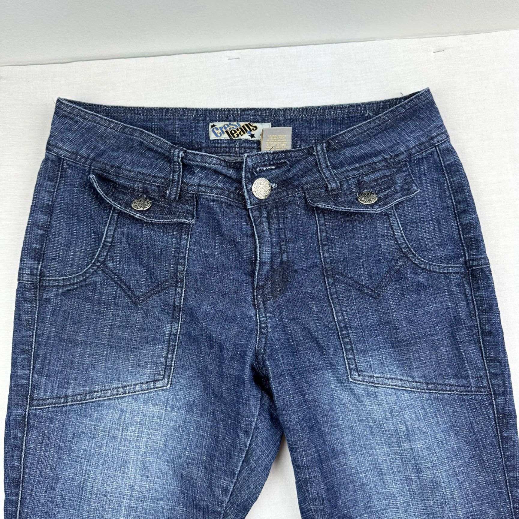 Vintage VINTAGE Crest Jeans Womens 9/10 Blue Flared Grunge Y2K Hipster Lower Waist Jeans Women Size 30" / US 8 / IT 44 - 2 Thumbnail