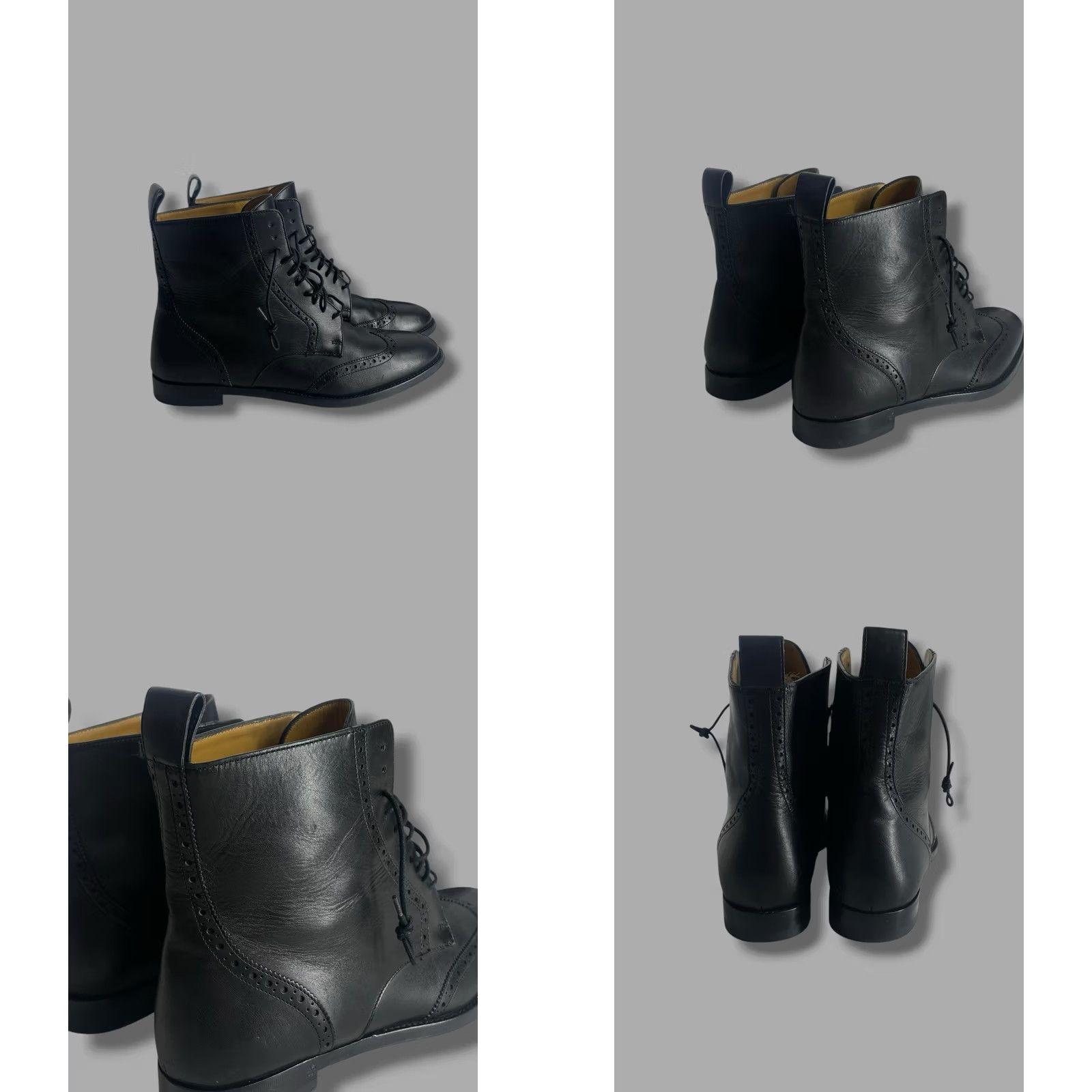 Ralph Lauren Ralph Lauren Collection Purple Label Brenly Black Leather Boots Boots Women 7.5 Black Wingtip Lace Up Leather Sole Vintage No Size US 5 / IT 35 - 8 Thumbnail