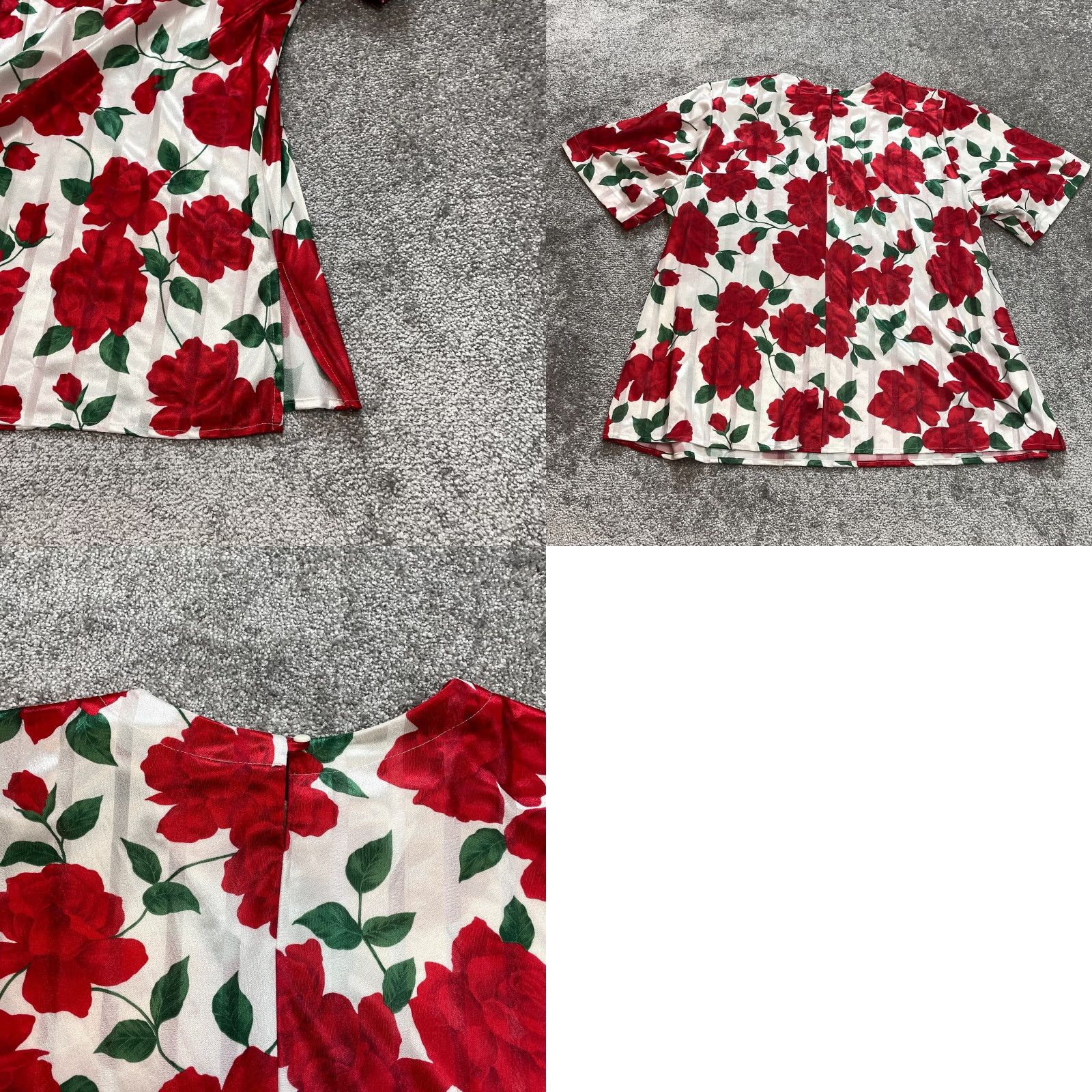 Vintage Top Notch Blouse Shirt Womens 20W White Red Roses Floral Short Sleeve Vintage US Size 3XL / US 20-22 - 8 Thumbnail