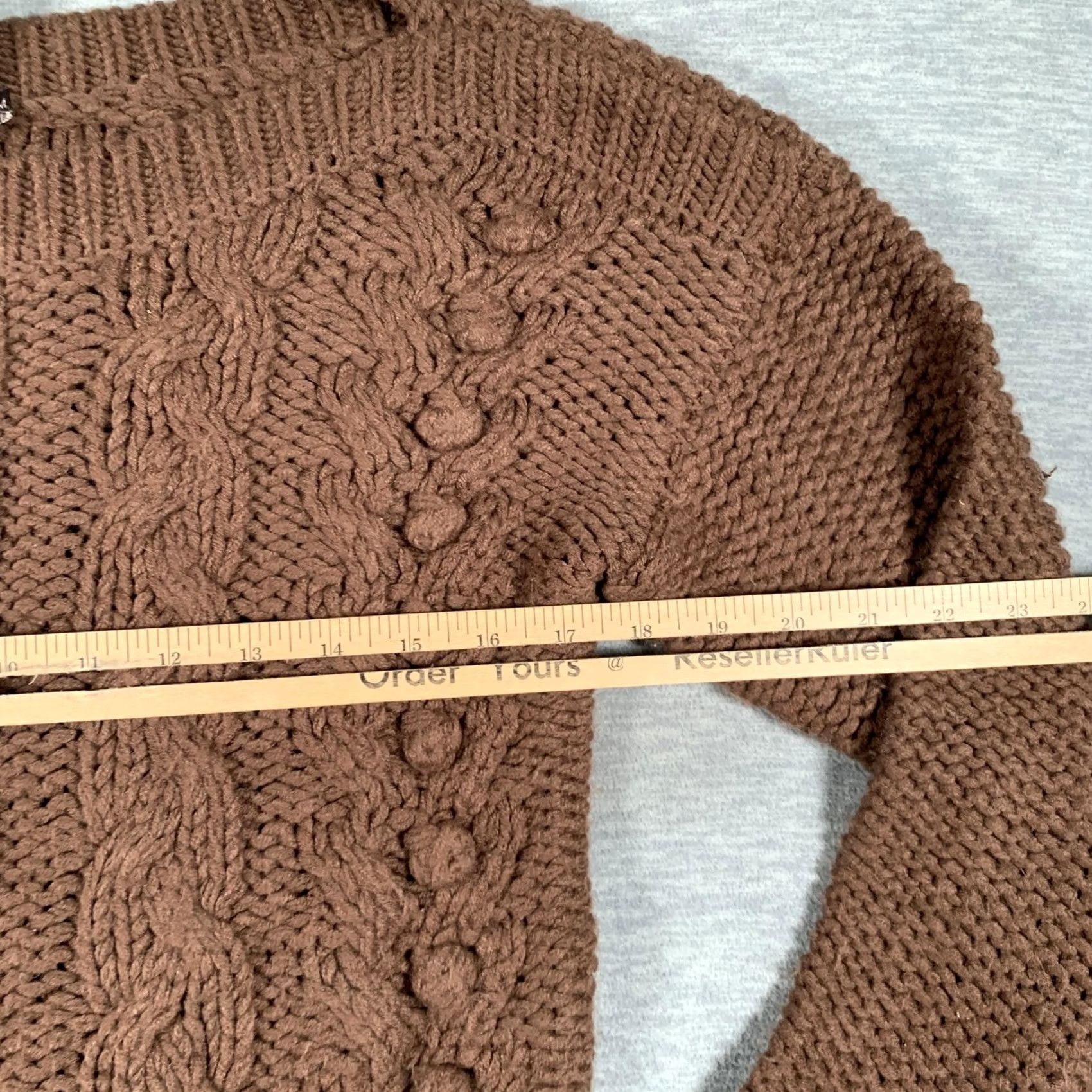 Vintage Hazel Sweater Womens Medium Brown Cable Knit Boat Neck Cropped Pullover Size M / US 6-8 / IT 42-44 - 7 Thumbnail
