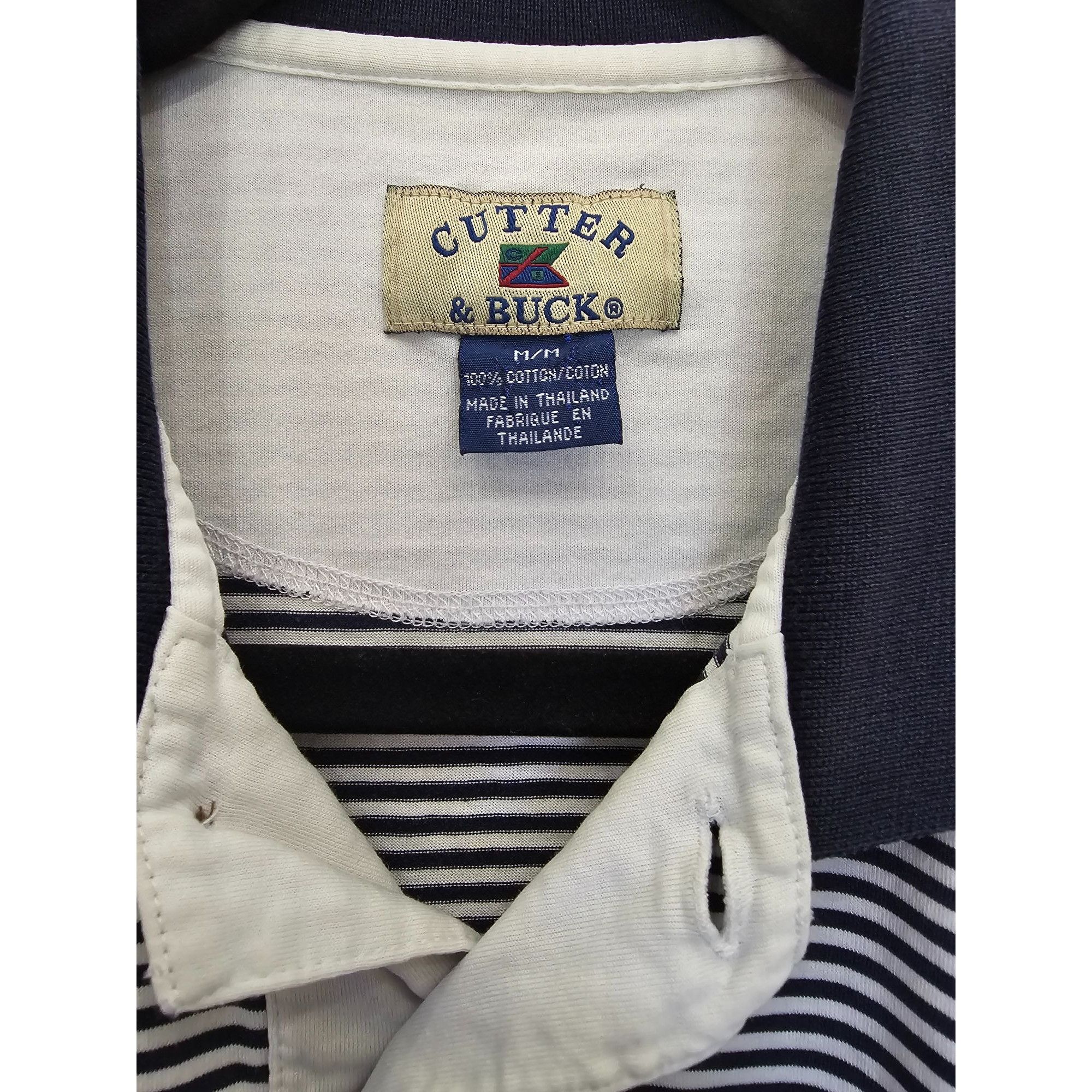 Other Cutter & Buck Men's XL Polo Shirt Navy & White Striped 100% Size US XL / EU 56 / 4 - 2 Thumbnail