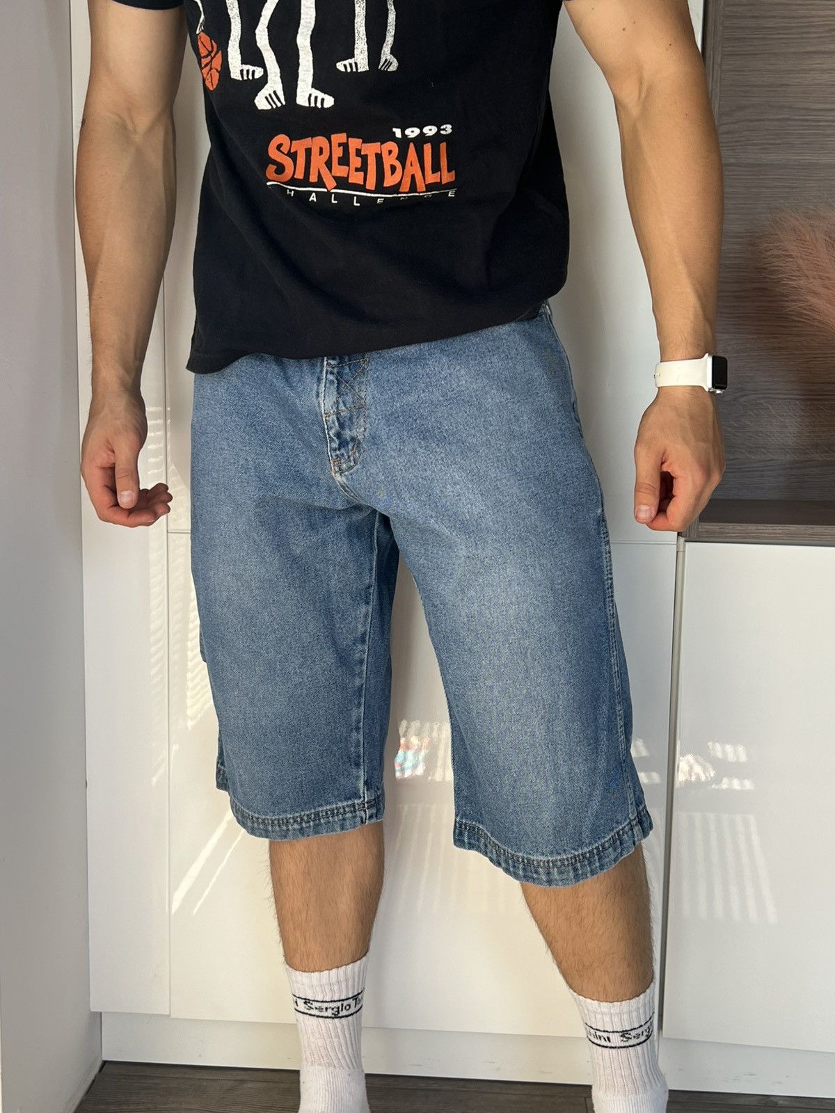 Designer × Vintage ‼️Vintage Sancezz Denim Hip Hop Affliction USA Shorts‼️ Size US 34 / EU 50 - 9 Thumbnail