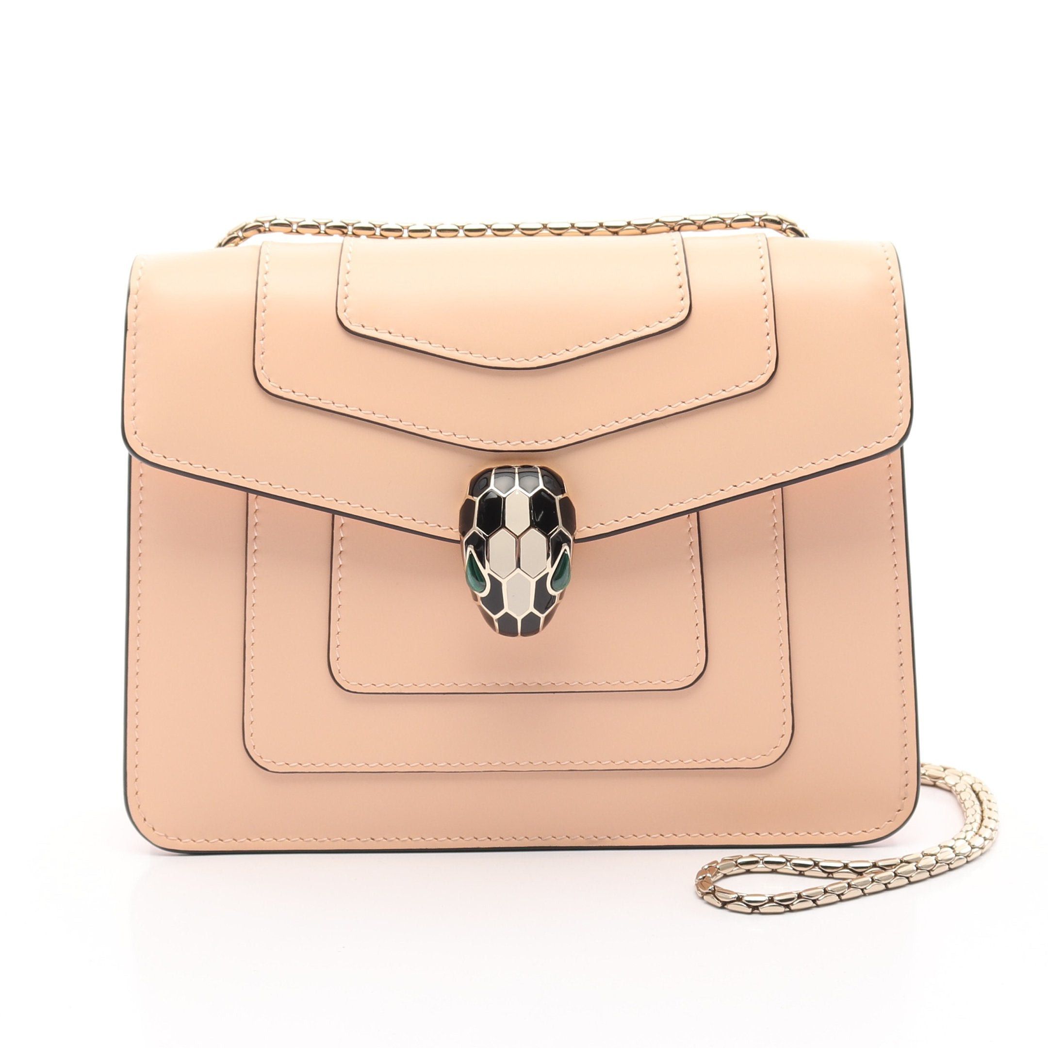 Bvlgari Serpenti Forever Chain Shoulder Bag Leather Light Beige in Neutrals, Women's