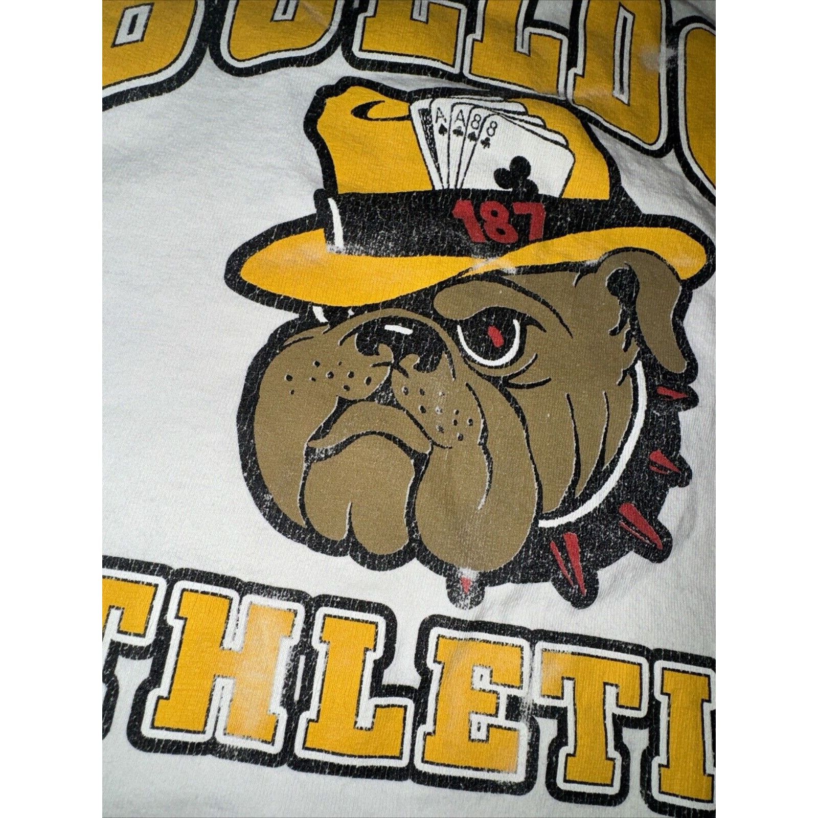Vintage Vintage Y2K Bulldog Athletics T-Shirt White XL 23.5x28 Size US XL / EU 56 / 4 - 3 Thumbnail