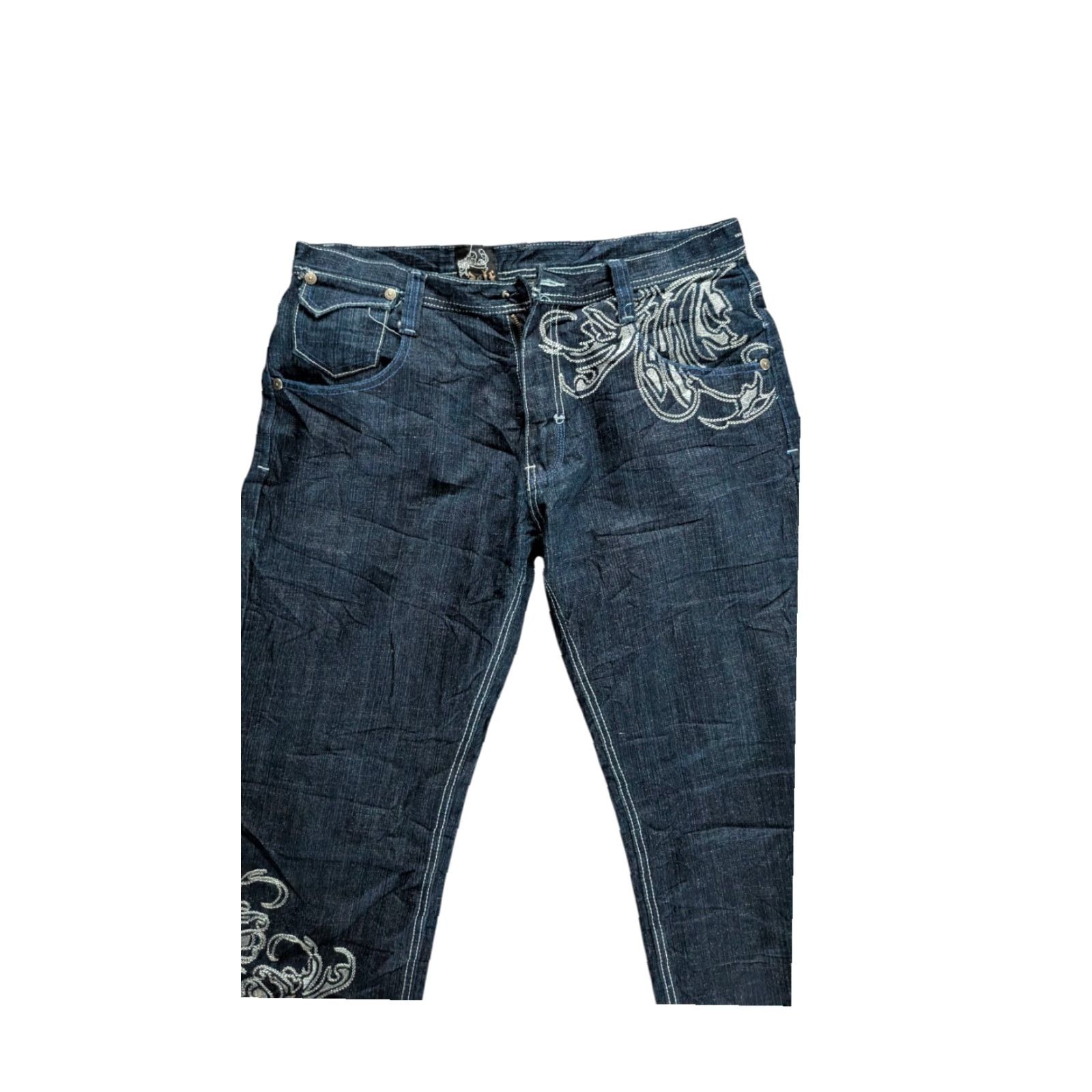 Denime Delf Jeans W36 L32 Embroidered Baroque Floral Straight Denim Men Size US 36 / EU 52 - 7 Thumbnail