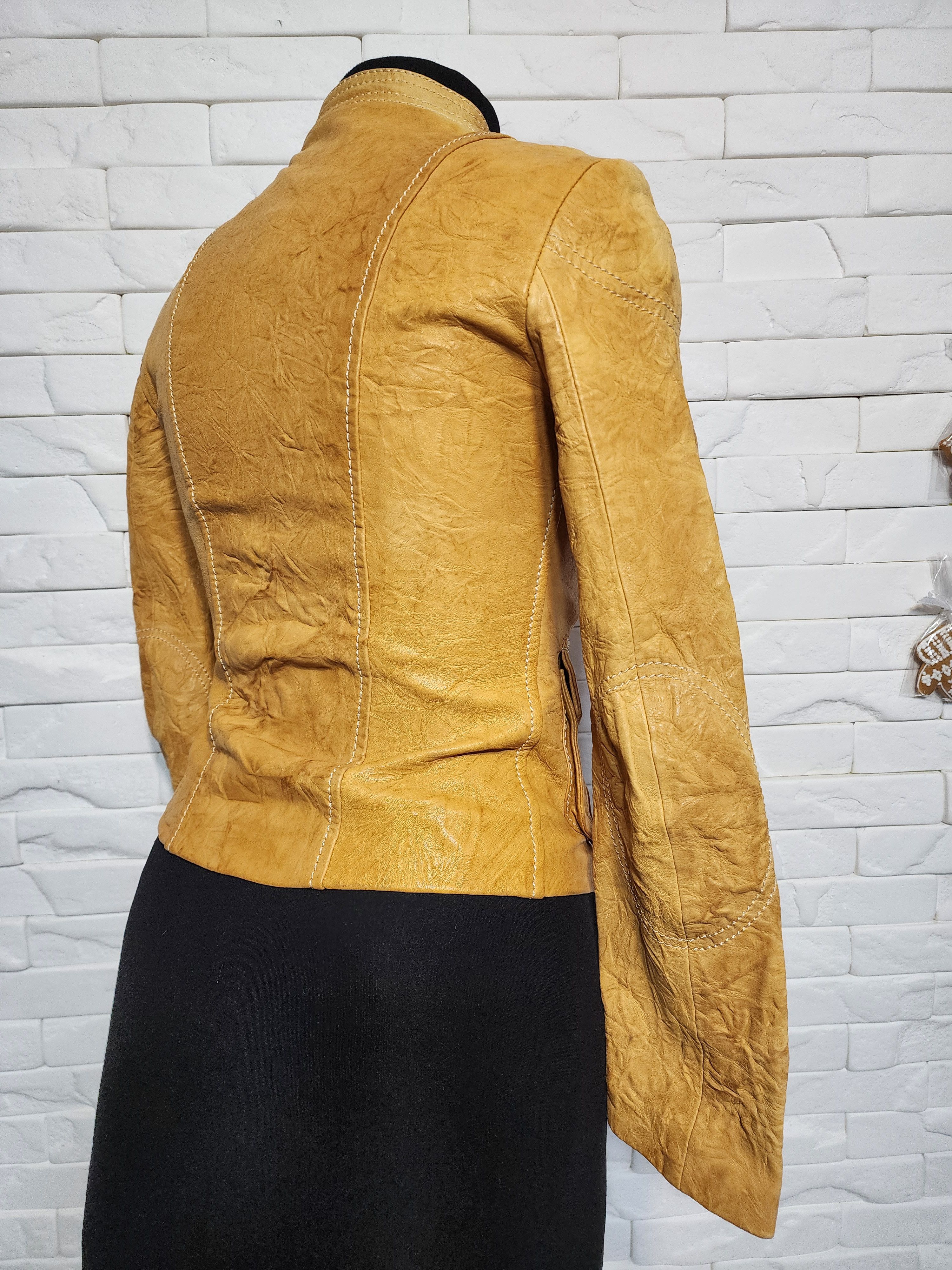 Other Yellow Leather Jacket: Women's Zipper Up Size S / US 4 / IT 40 - 5 Thumbnail