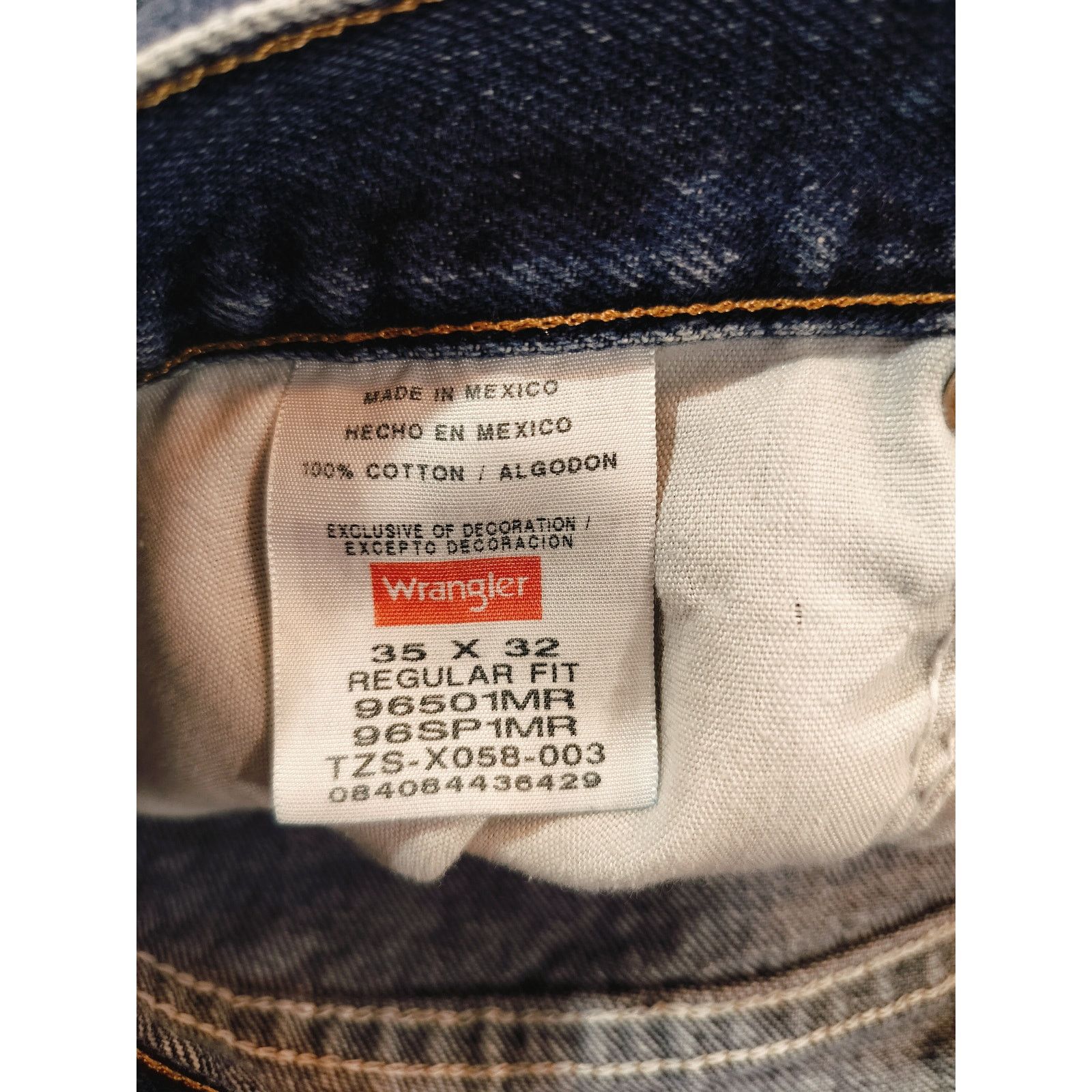Wrangler Wrangler 35x32 Regular Fit Blue Denim Jeans Size US 35 - 8 Thumbnail