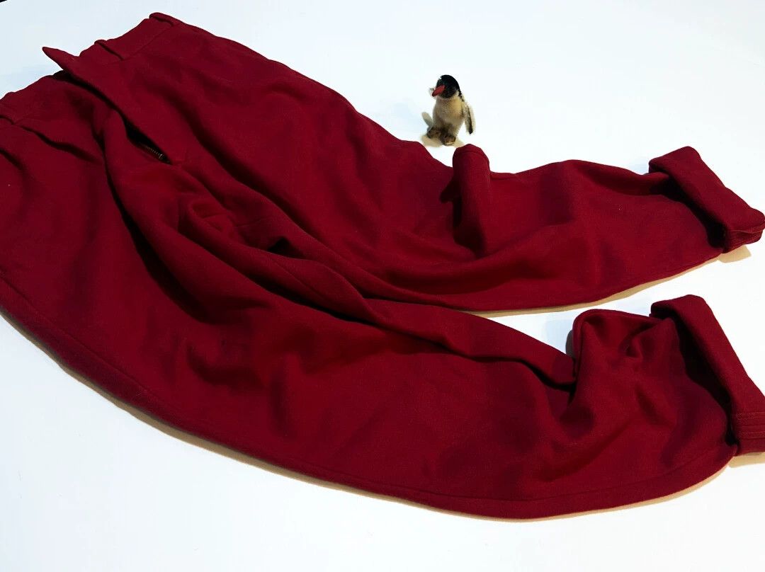 Yohji Yamamoto YOHJI YAMAMOTO 1980s Maru Mon Red Wool Trousers Size US 34 / EU 50 - 3 Thumbnail