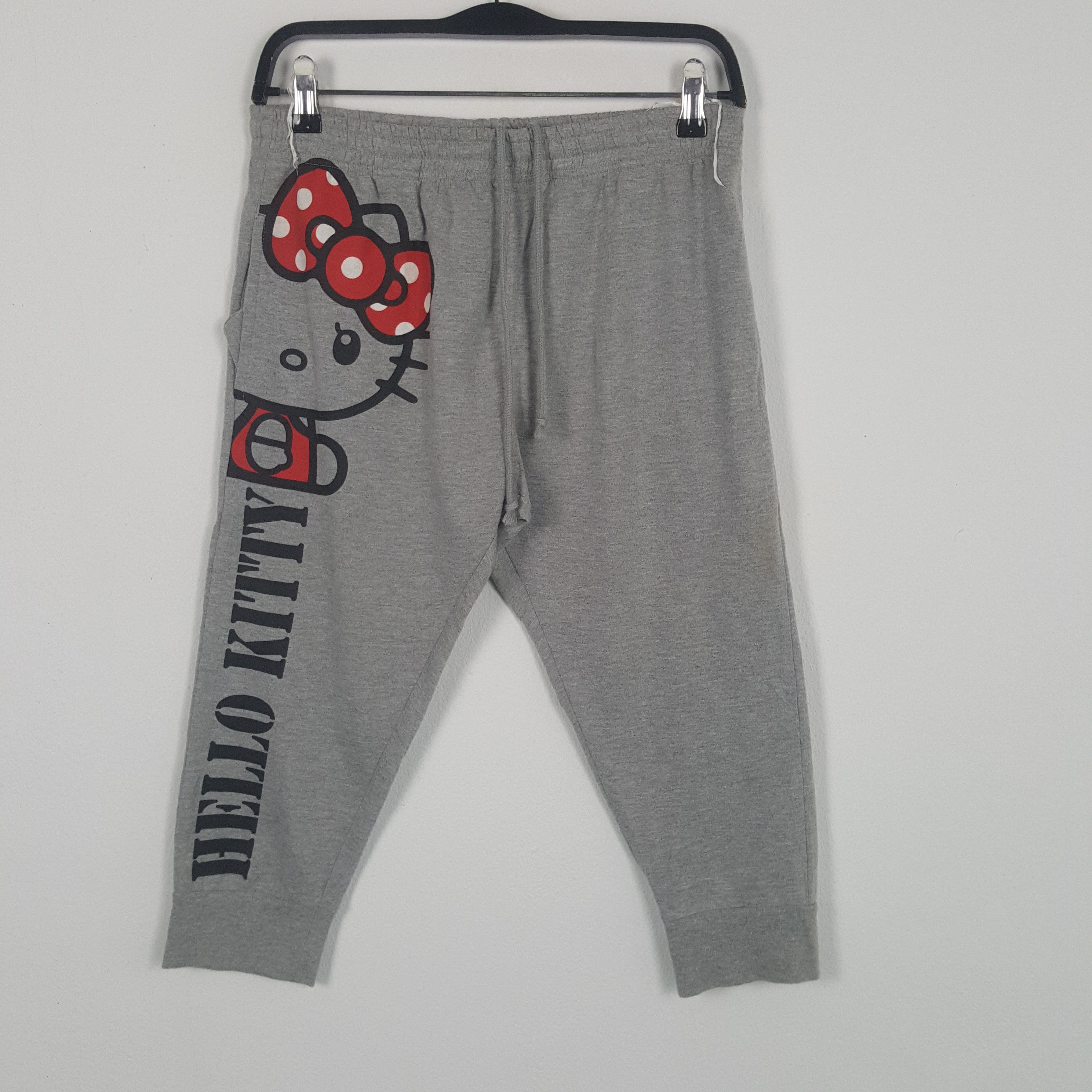 image of Cartoon Network x Vintage Hello Kitty Spell Out Design Sweatpants in Grey, Men's (Size 27)