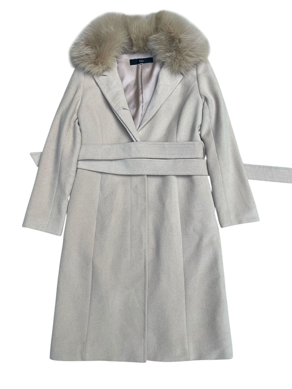 Designer × Japanese Brand × Yohji Yamamoto INED Wool Long Coat - Faux Fur Collar & Belted Waist Size M / US 6-8 / IT 42-44 - 1 Thumbnail