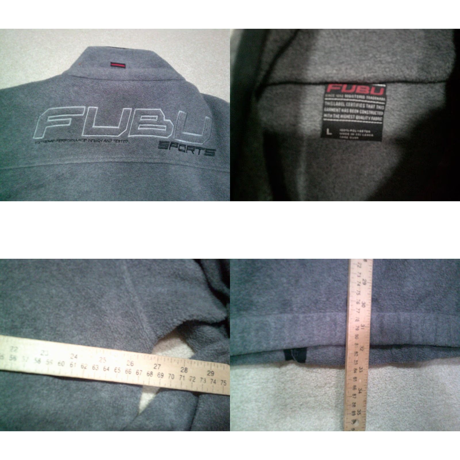 Fubu VINTAGE FUBU Jacket Windbreaker Fleece Gray Oversized Baggy Spell Out 90s Hip Hop Mens L Regular Size US L / EU 52-54 / 3 - 8 Thumbnail