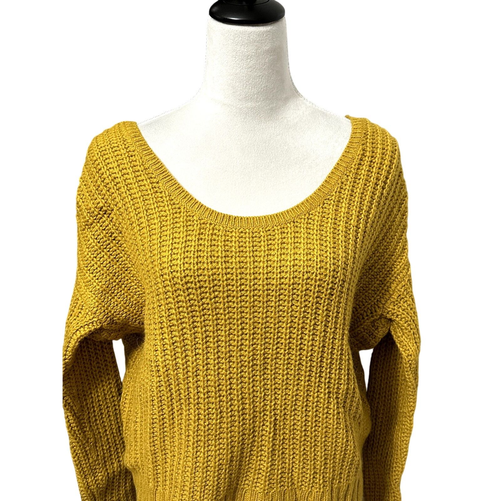 Other Kaisely Sweater Cropped Open Back Waffle Knit Mustard Small Size S / US 4 / IT 40 - 2 Thumbnail