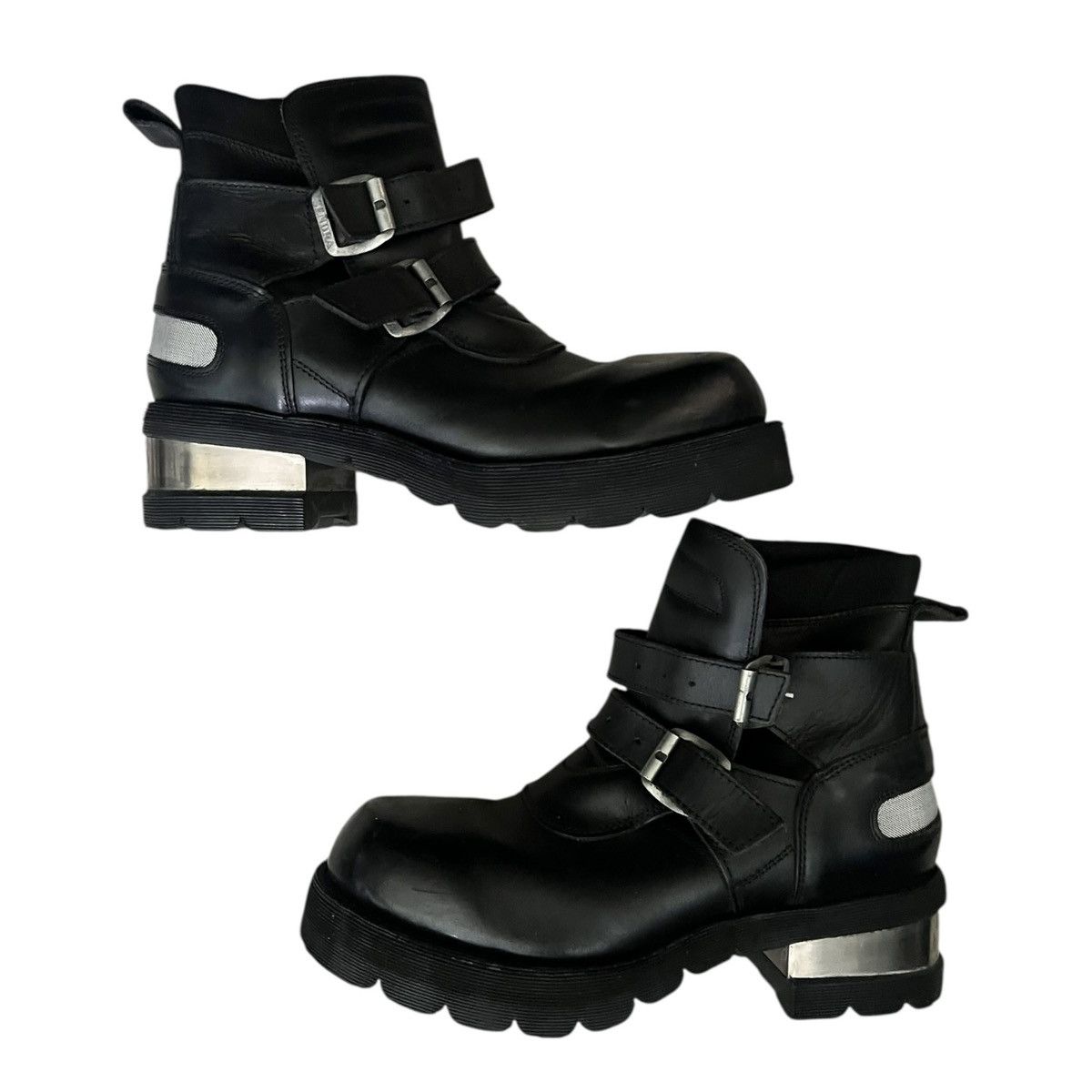 Designer Sendra Steel Heel Shoes Platform Boots in Black, Men's (Size 11.5)