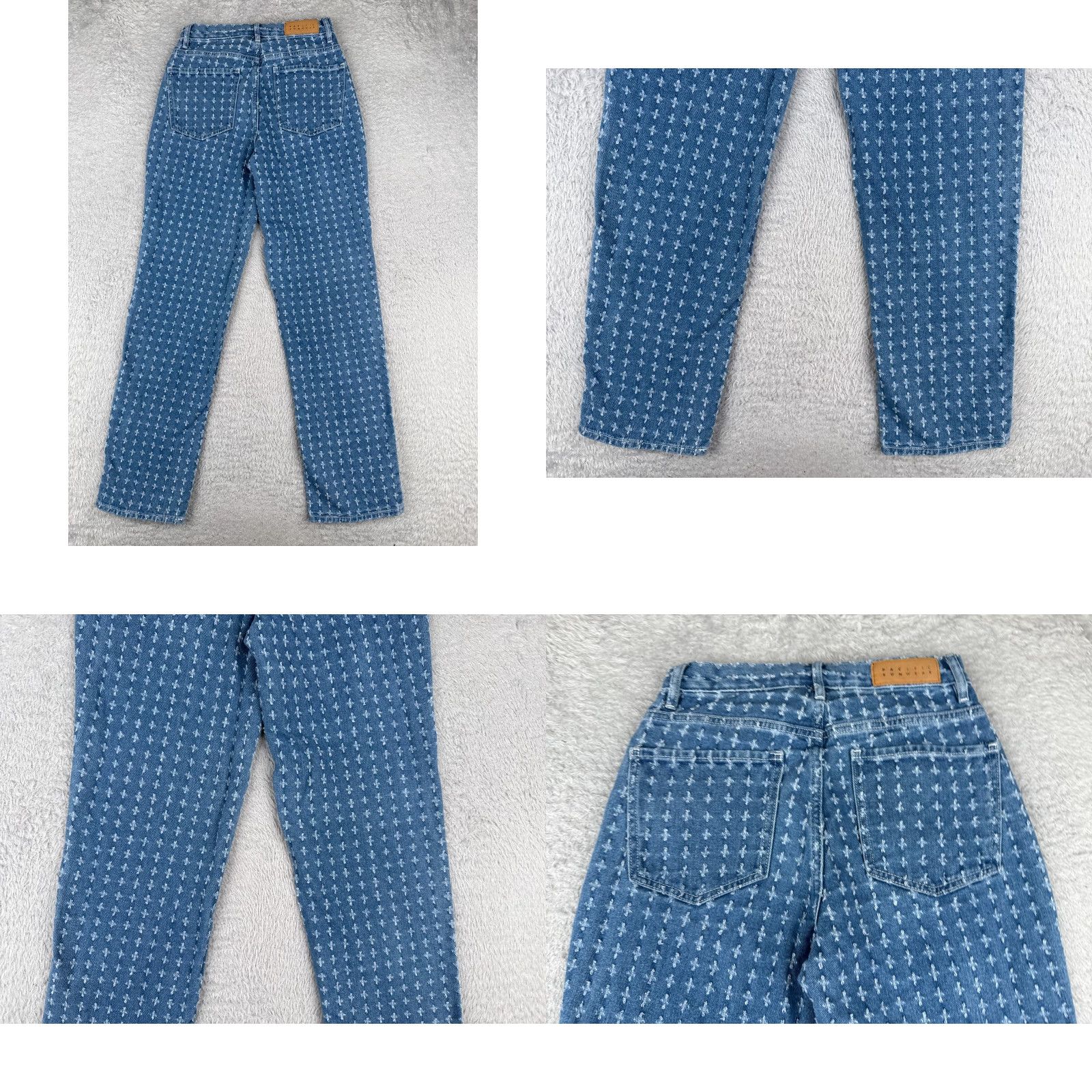 Pacsun VINTAGE Pacsun Jeans Womens 25 Blue Denim Polka Dot High Rise 25x30 Regular Straight 5-Pocket Cotton Blend Distressed, Machine Washable Womens Jeans Size 42" / US 20 - 10 Thumbnail