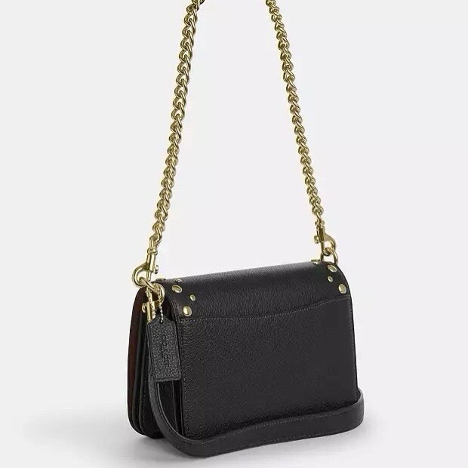 Coach NWT Coach Quinn Leather Handbag Rivets Crossbody Gold/Black Size ONE SIZE - 6 Thumbnail