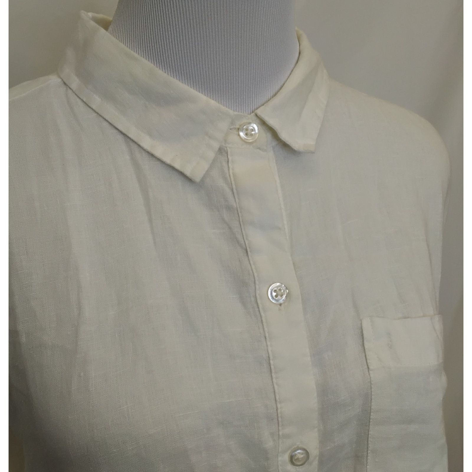 Athleta Athleta Linen Long and Lean Shirt Women's M White NWT Stain Size M / US 6-8 / IT 42-44 - 4 Thumbnail