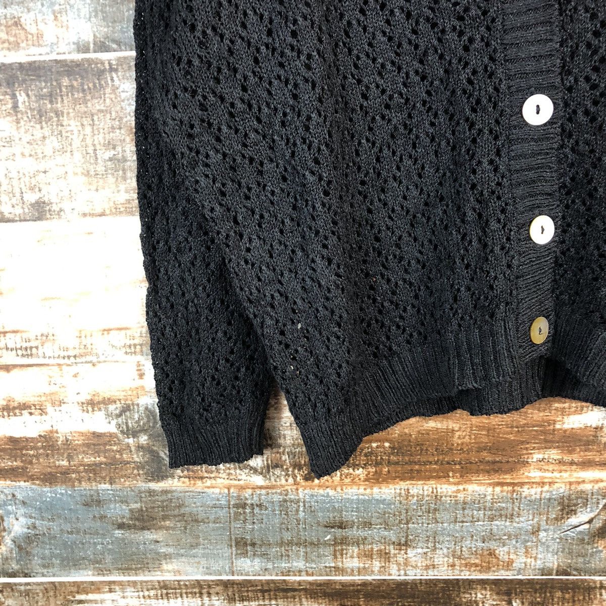 Comme Ca Ism Comme ca Du Mode Black crochet Cardigan Knitwear #A2322 Size US L / EU 52-54 / 3 - 7 Thumbnail