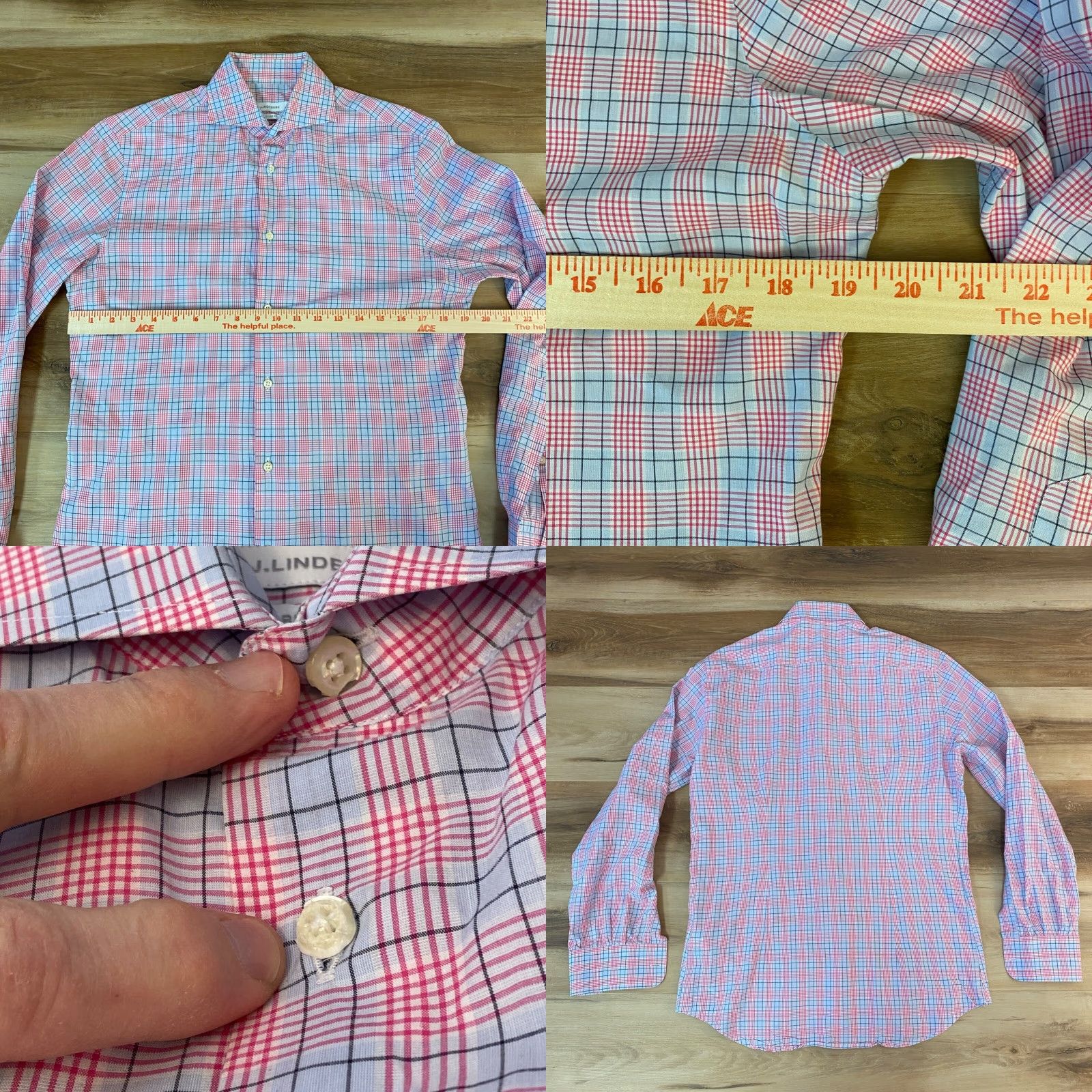 J.Lindeberg J. Lindeberg Shirt Mens 15/38 Regular Red Gray Plaid Button Up Long Sleeve Size US M / EU 48-50 / 2 - 8 Thumbnail
