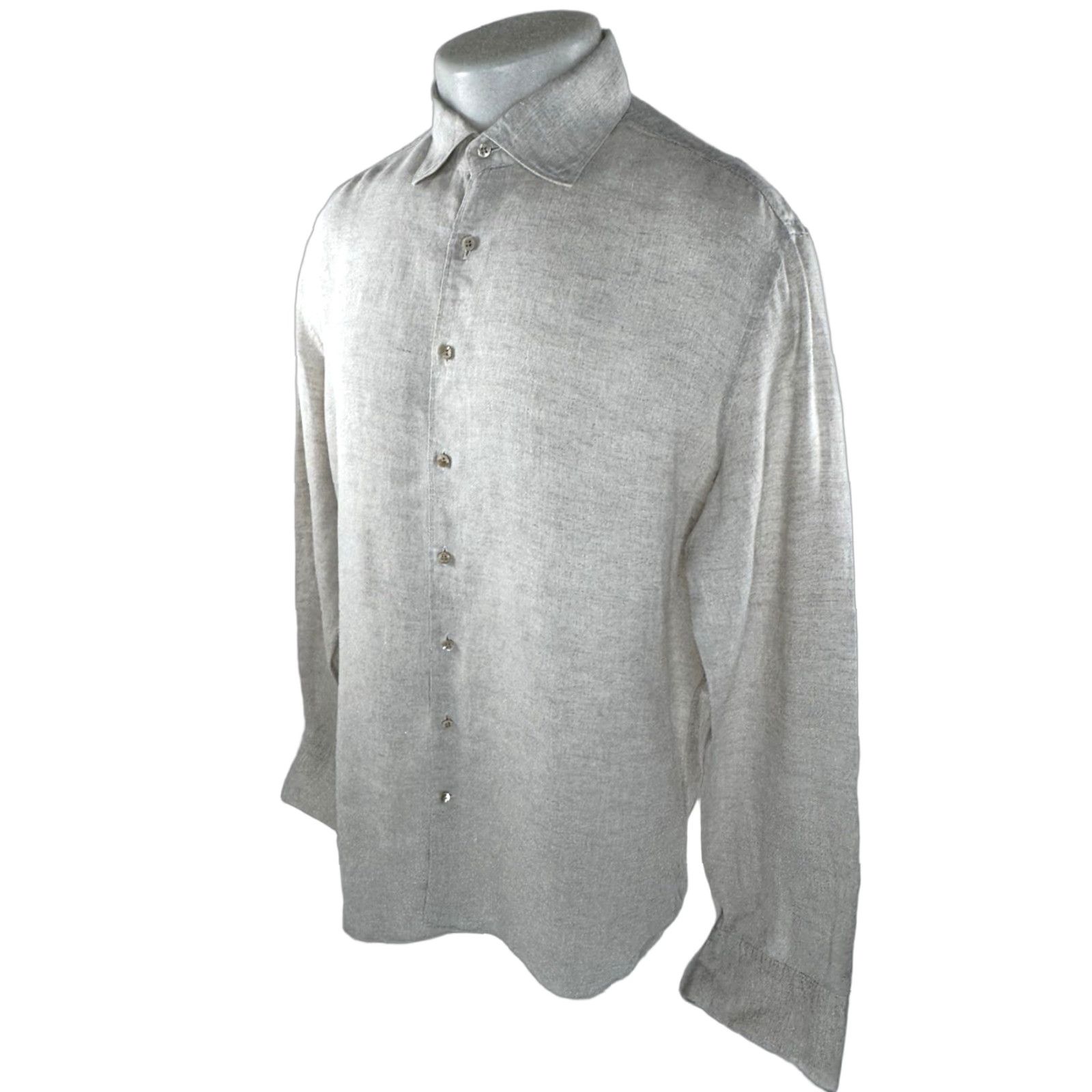 Vintage STENSTROMS Linen Fitted Body Mens L Shirt Button-Up Long Sleeve Beige XL? Size US L / EU 52-54 / 3 - 1 Thumbnail