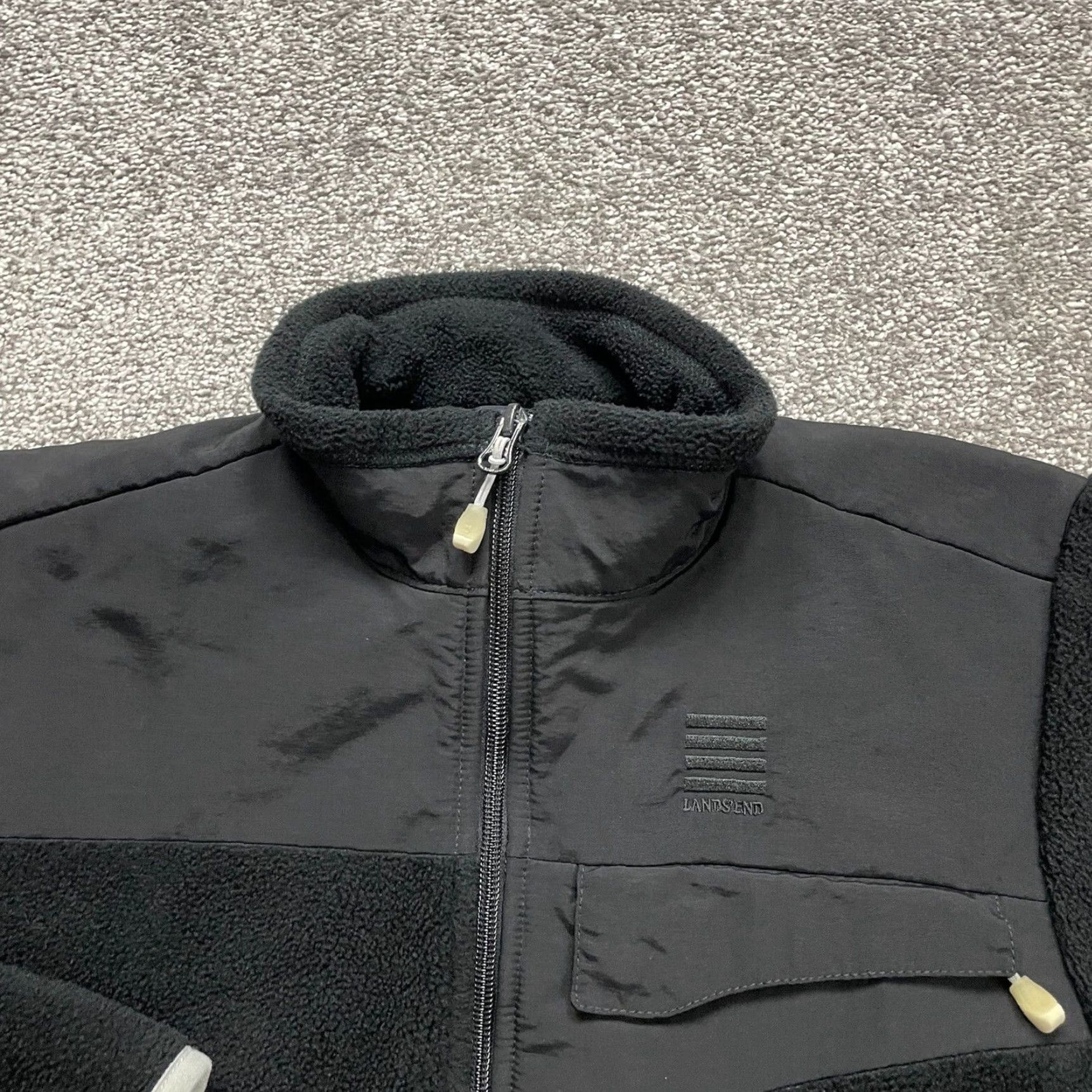 Lands' End Lands' End Fleece Jacket Womens M Black Full Zip Pockets High Neck Outdoor Jacket Size M / US 6-8 / IT 42-44 - 3 Thumbnail