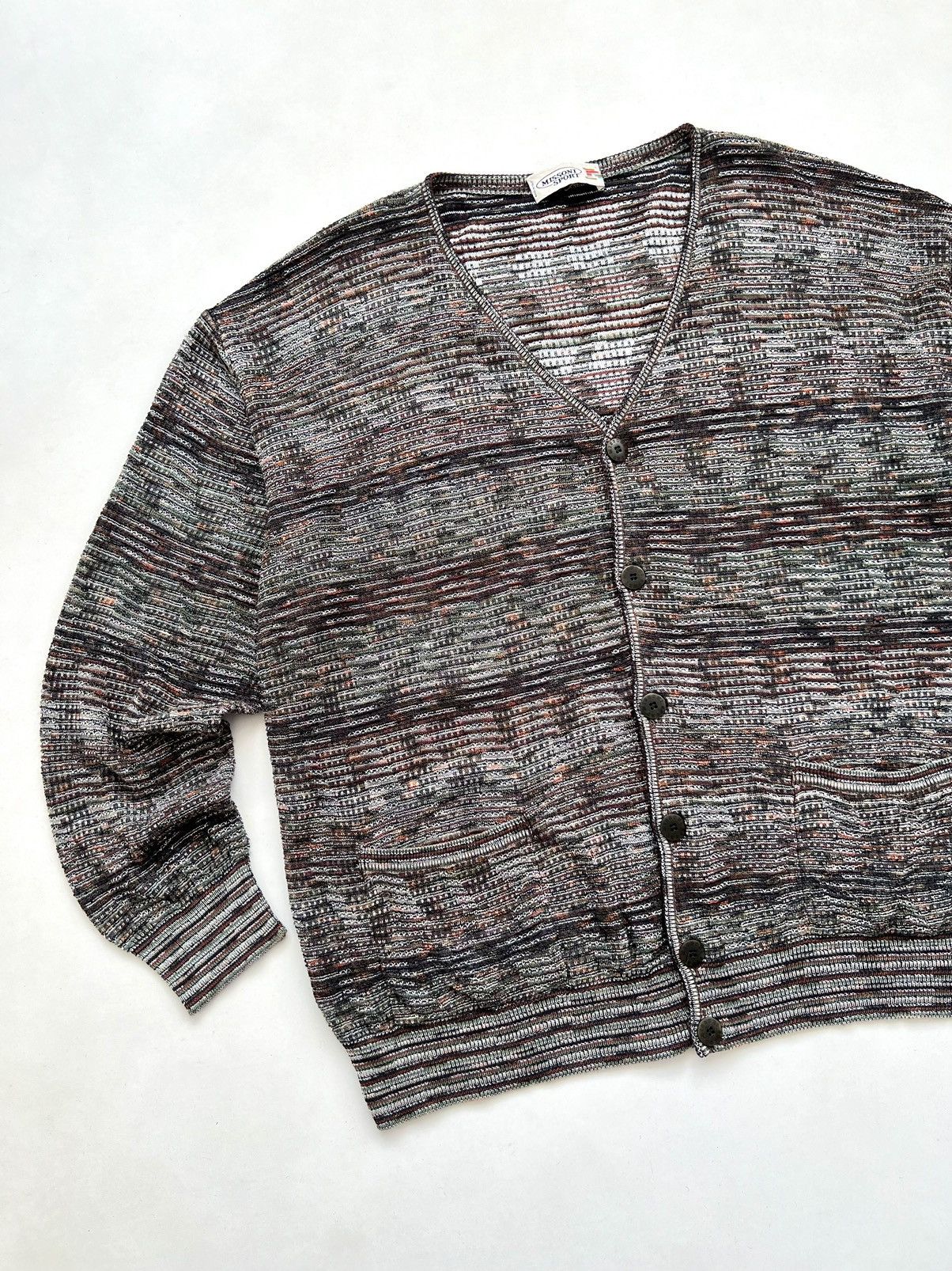 Missoni × Vintage Missoni Sport Vintage Textured Knitted Multicolour Cardigan Size US XL / EU 56 / 4 - 4 Thumbnail