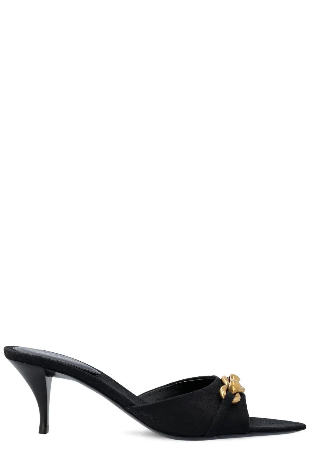 o1b1hav110724 Le Maillon Mules Jacquard Heels in Black