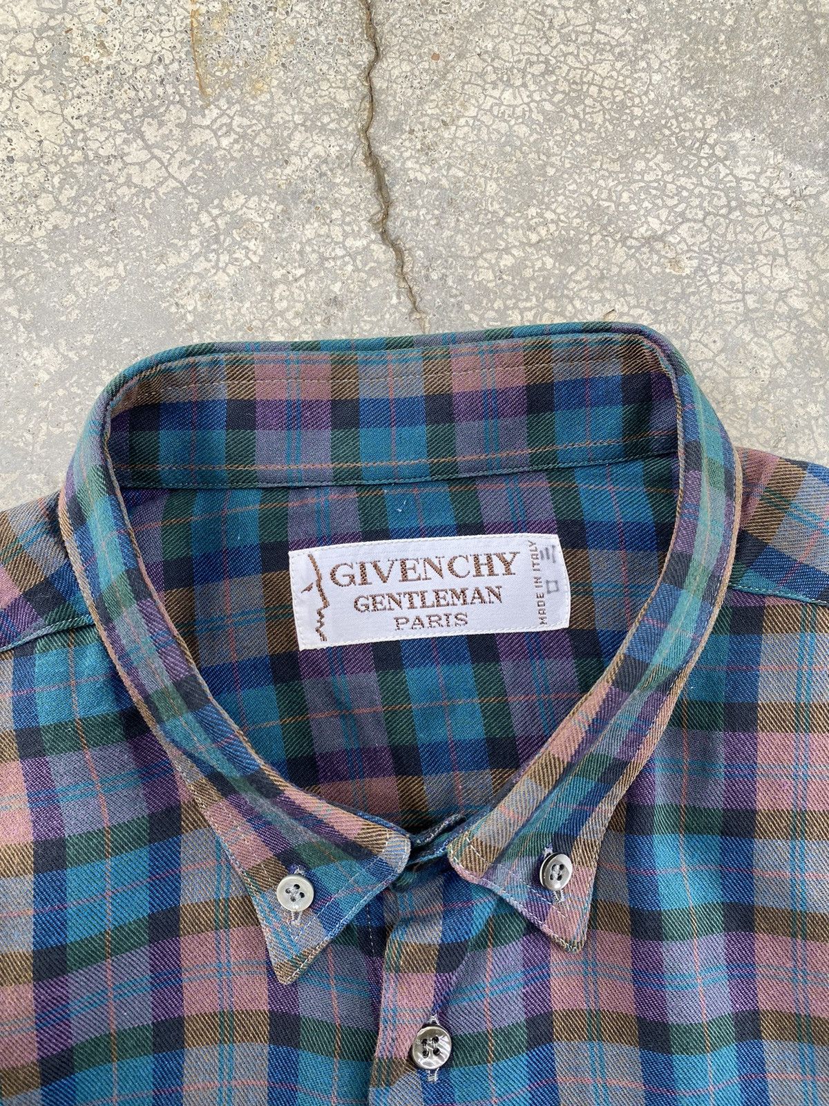 Givenchy Vintage 70s Givenchy Gentleman Paris Plaid Button Ups Size US M / EU 48-50 / 2 - 3 Thumbnail