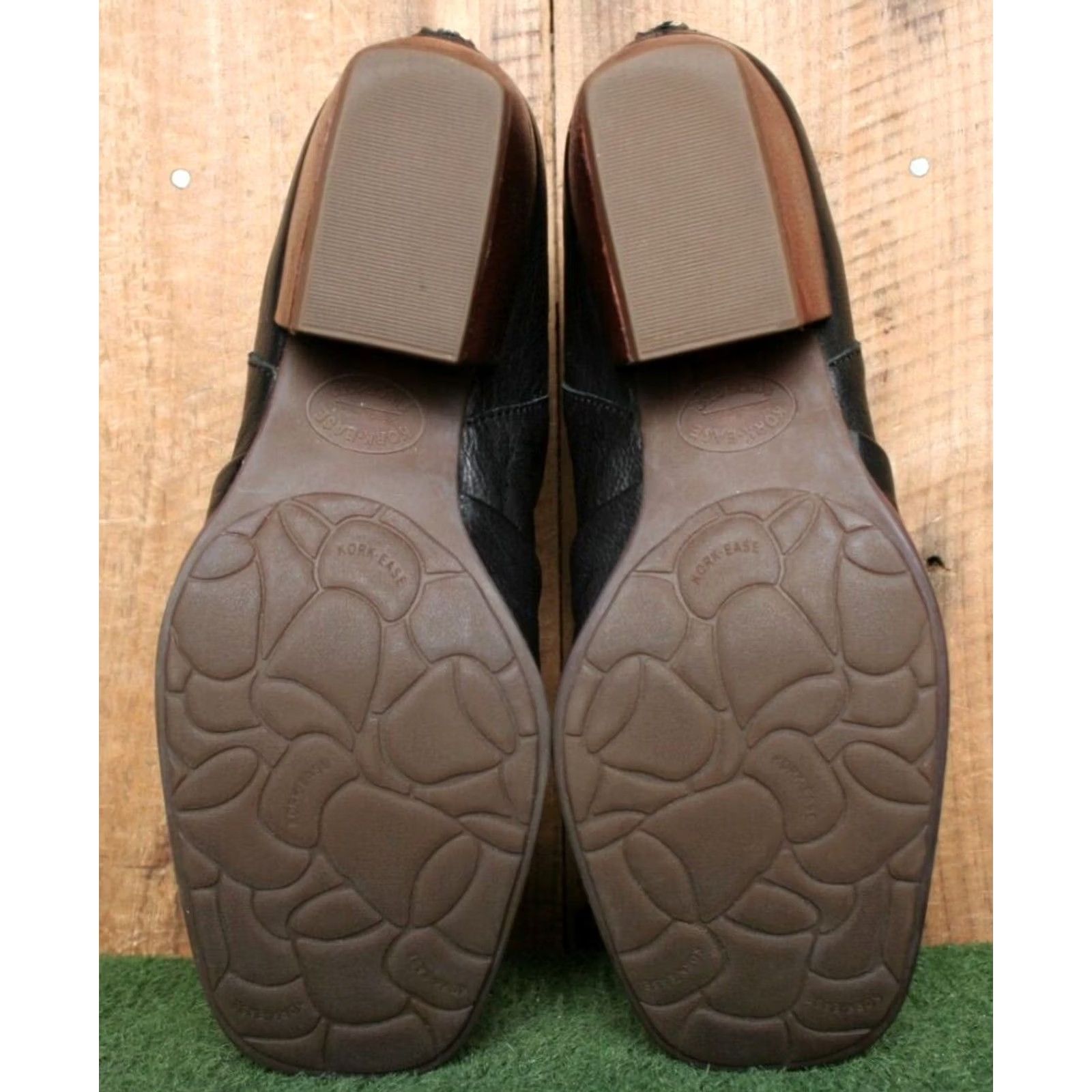 Vintage KORK-EASE Kissel Black Ruched Leather Ankle Boots w/Covered Block Heels 10M Size US 10 / IT 40 - 6 Thumbnail