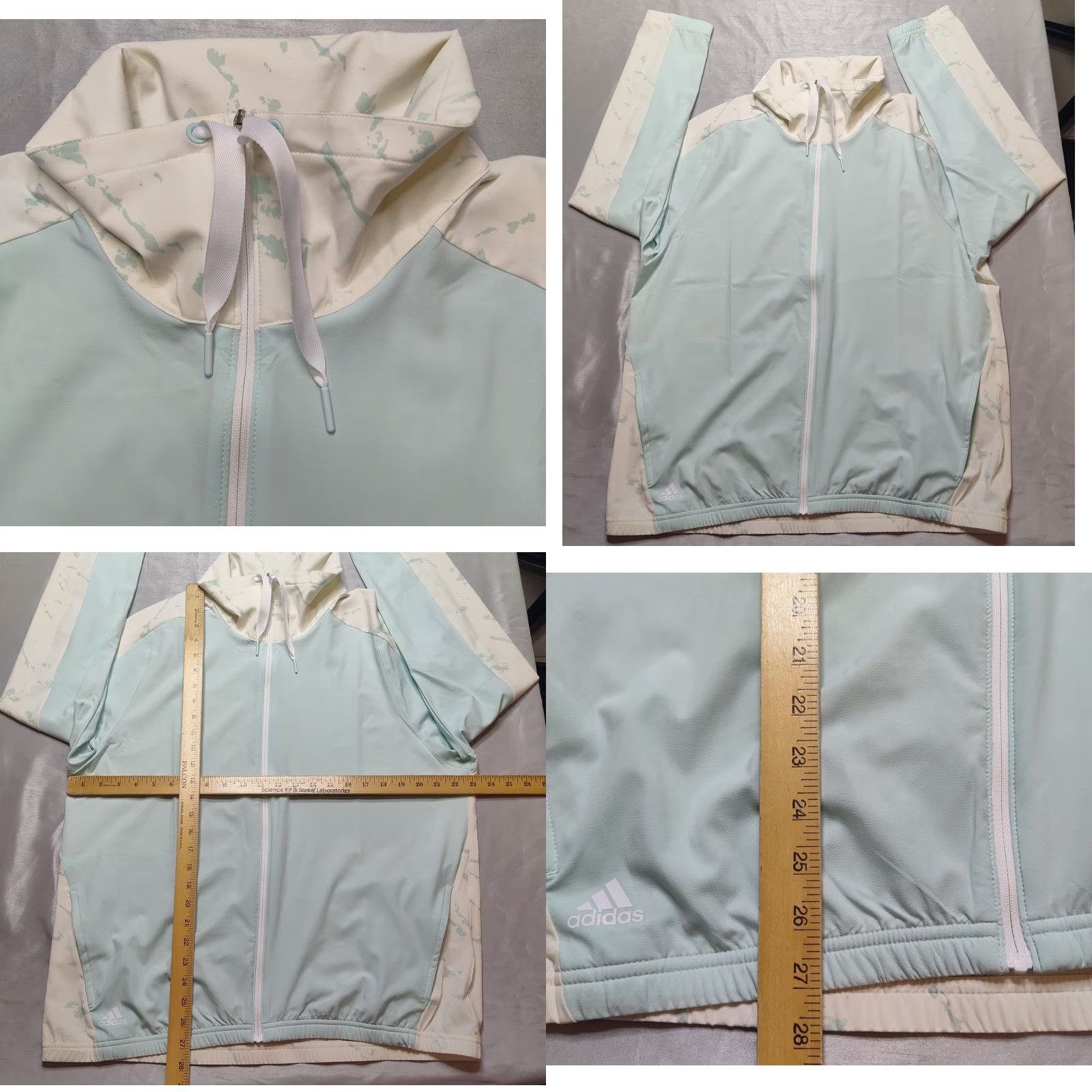 Adidas VINTAGE ADIDAS Women Windbreaker XL PrimeBlue Halo Mint White Full Zip L/S Windbreaker NEW HA0583 Size XL / US 12-14 / IT 48-50 - 8 Thumbnail