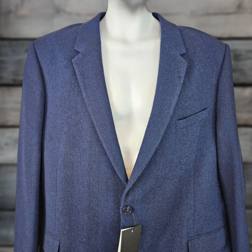 Asos ASOS Blazer Mens 46 Blue Black Herringbone 2 Button Size 46R - 1 Thumbnail