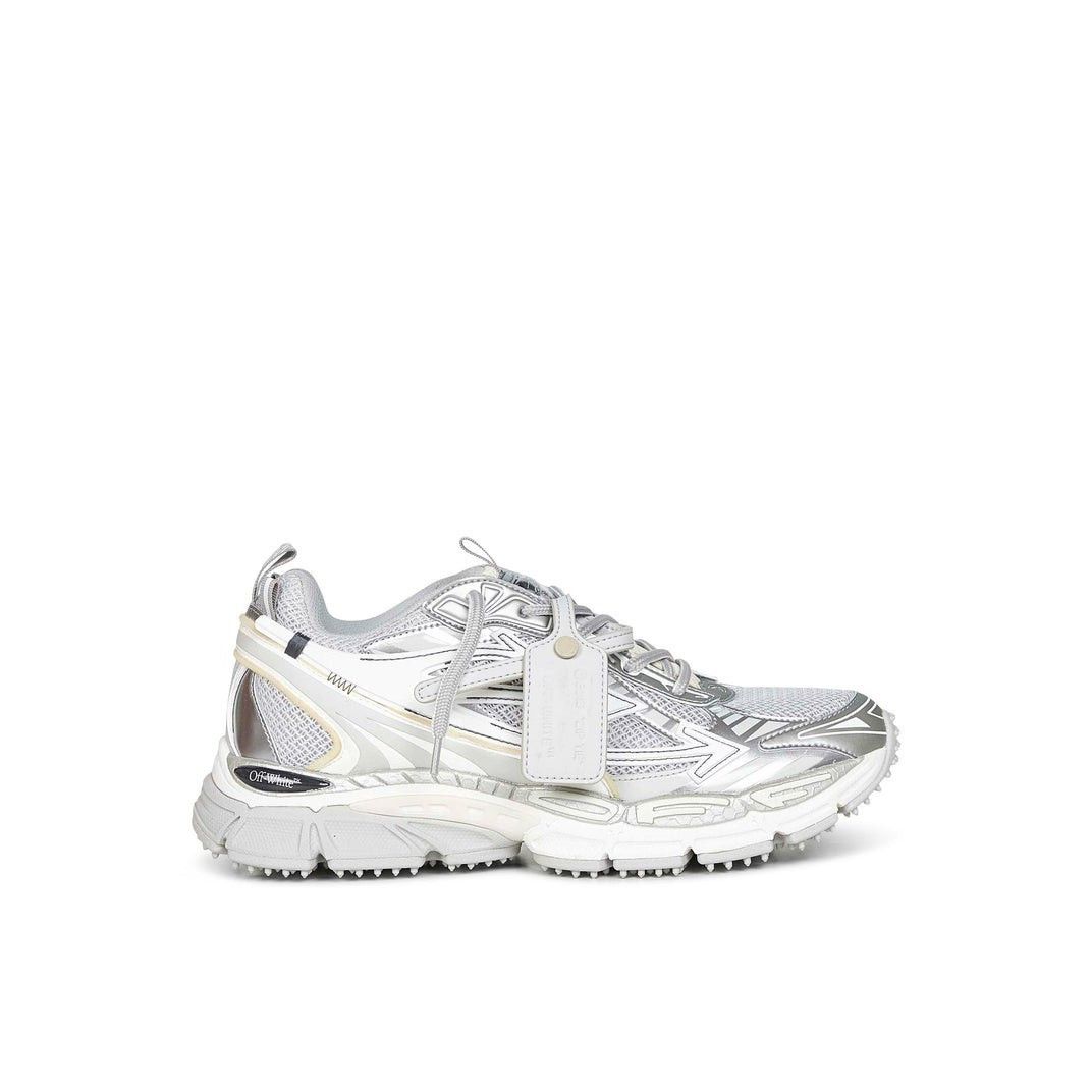 OFF-WHITE Be Right Back Gray Silver Mesh Leather Sneakers Ne