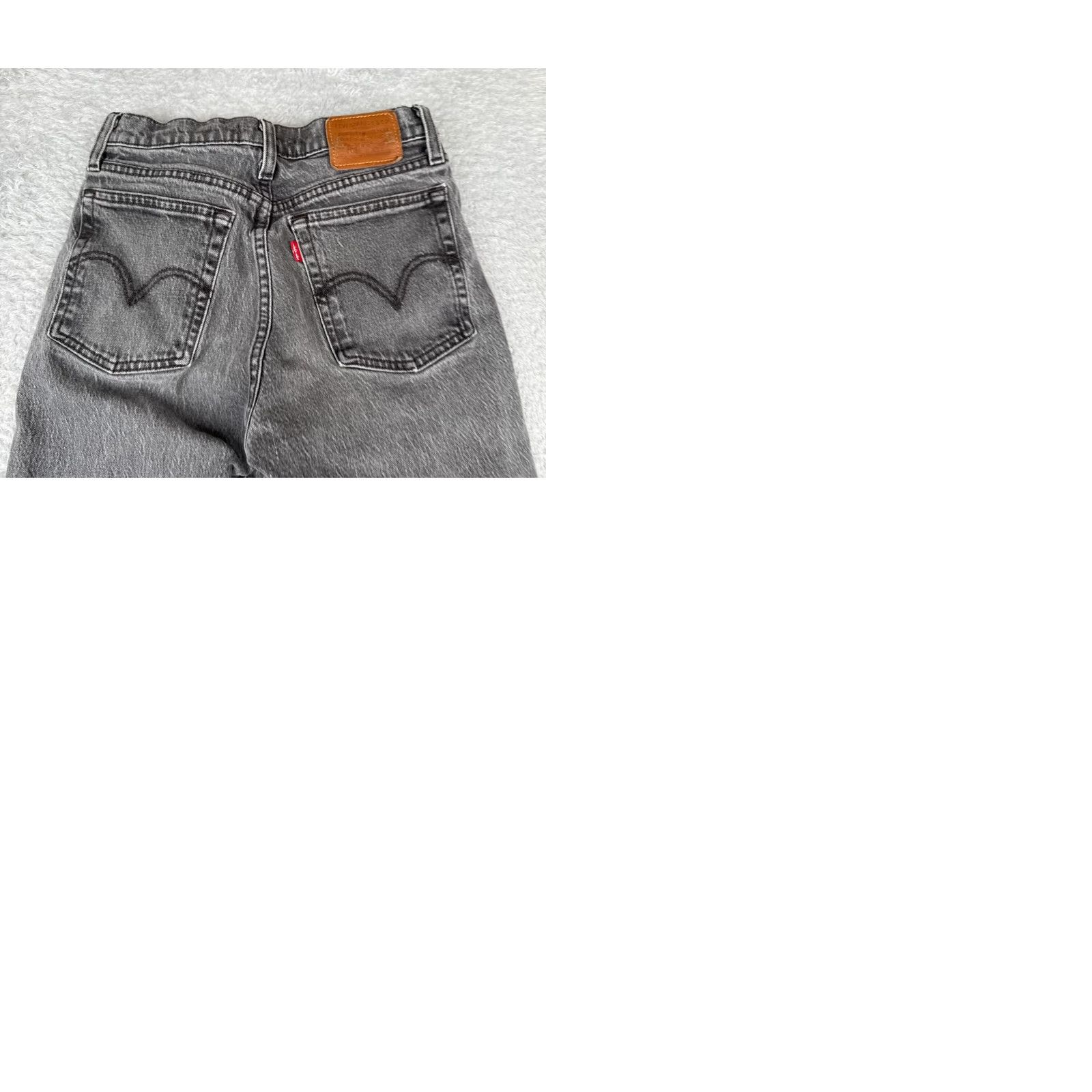 Levi's Levis Premium Jeans Womens 25 Black Denim Big E Wedgie Straight Mid Rise 24x25 Size 24" / US 00 / IT 34 - 11 Thumbnail