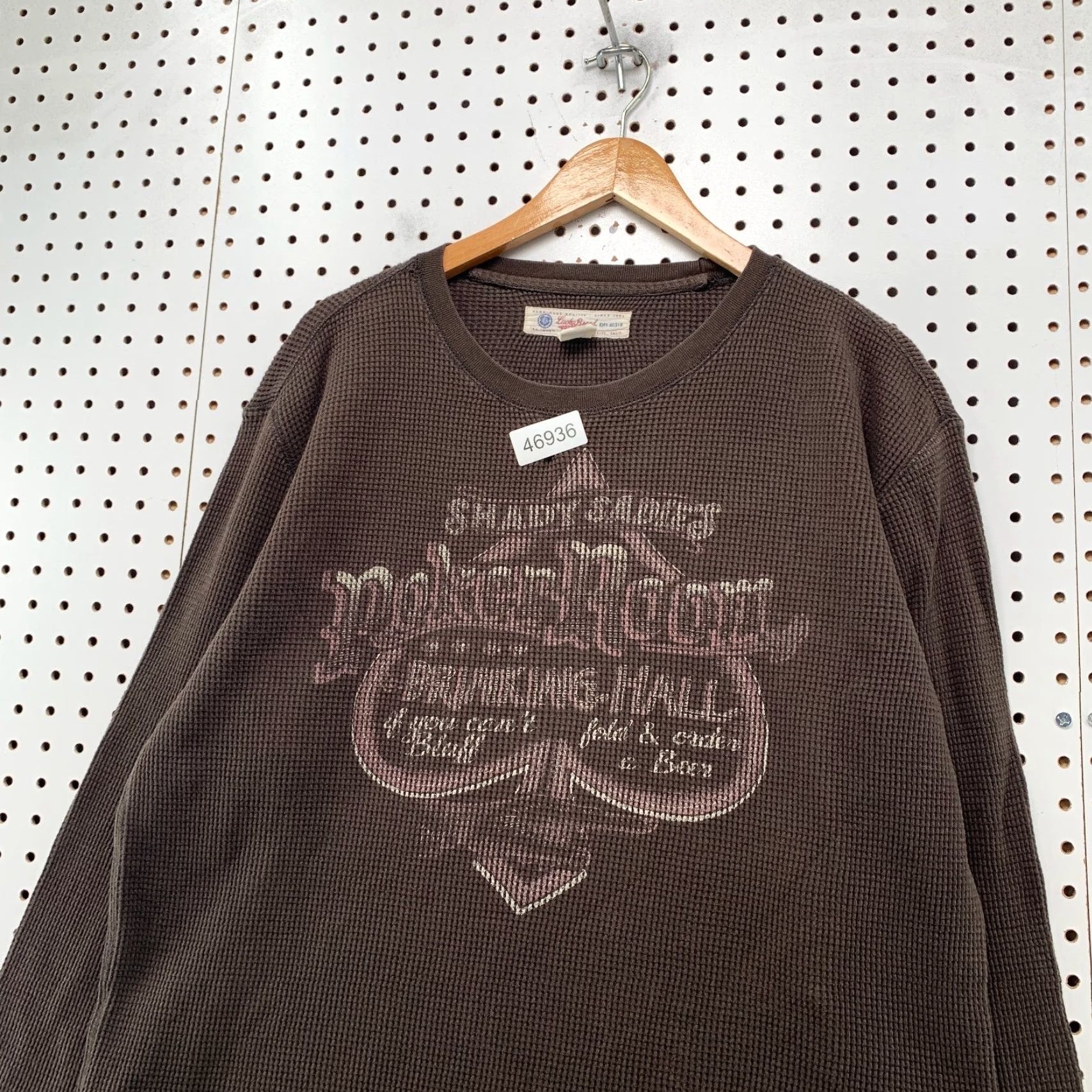 Lucky Brand Lucky Brand Thermal Shirt Mens XL Brown Poker Ace Spades Long Sleeve Shirt Size US XL / EU 56 / 4 - 6 Thumbnail