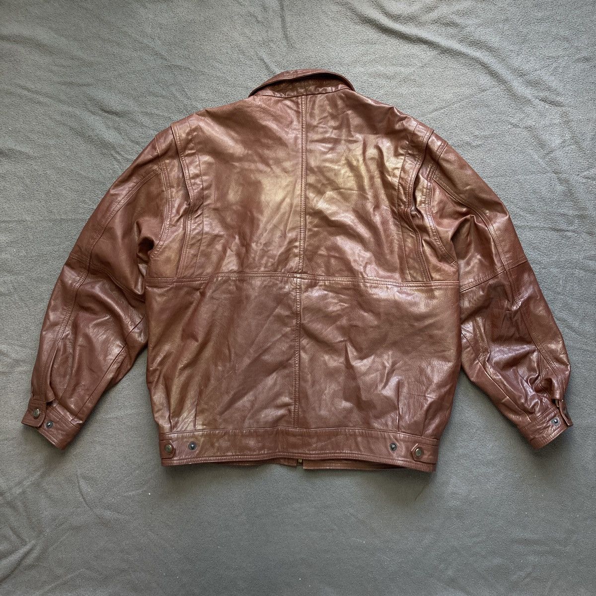 Japanese Brand × Vintage Leather brown opium bomber jacket Size US XL / EU 56 / 4 - 4 Thumbnail