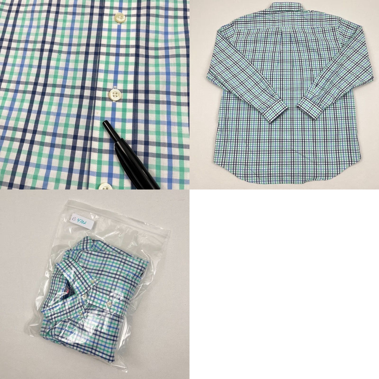 Vineyard Vines Vineyard Vines Whale Shirt Mens L Green White Blue Plaid Button-Up Dress Prep Shirt Size 42R - 8 Thumbnail