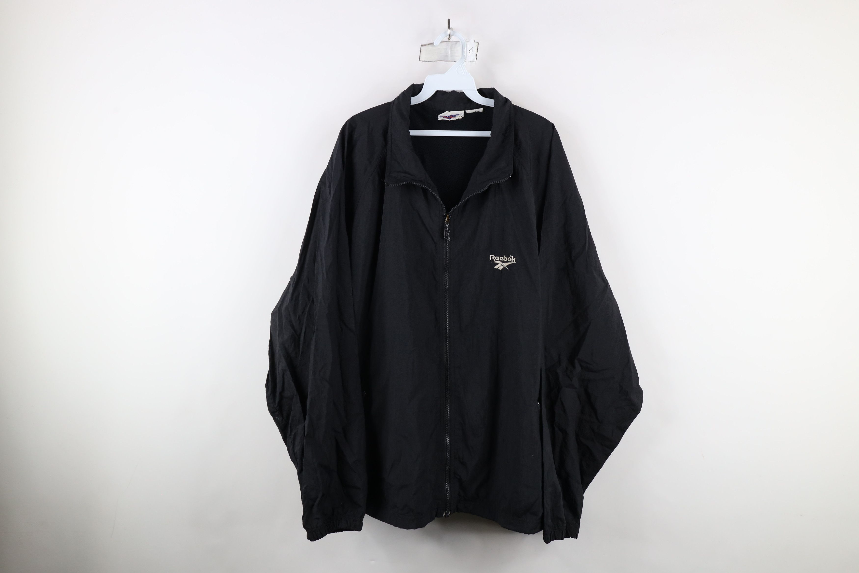 Reebok × Vintage Vintage 90s Reebok Out Full Zip Windbreaker Jacket Black Size US XXL / EU 58 / 5 - 1 Thumbnail